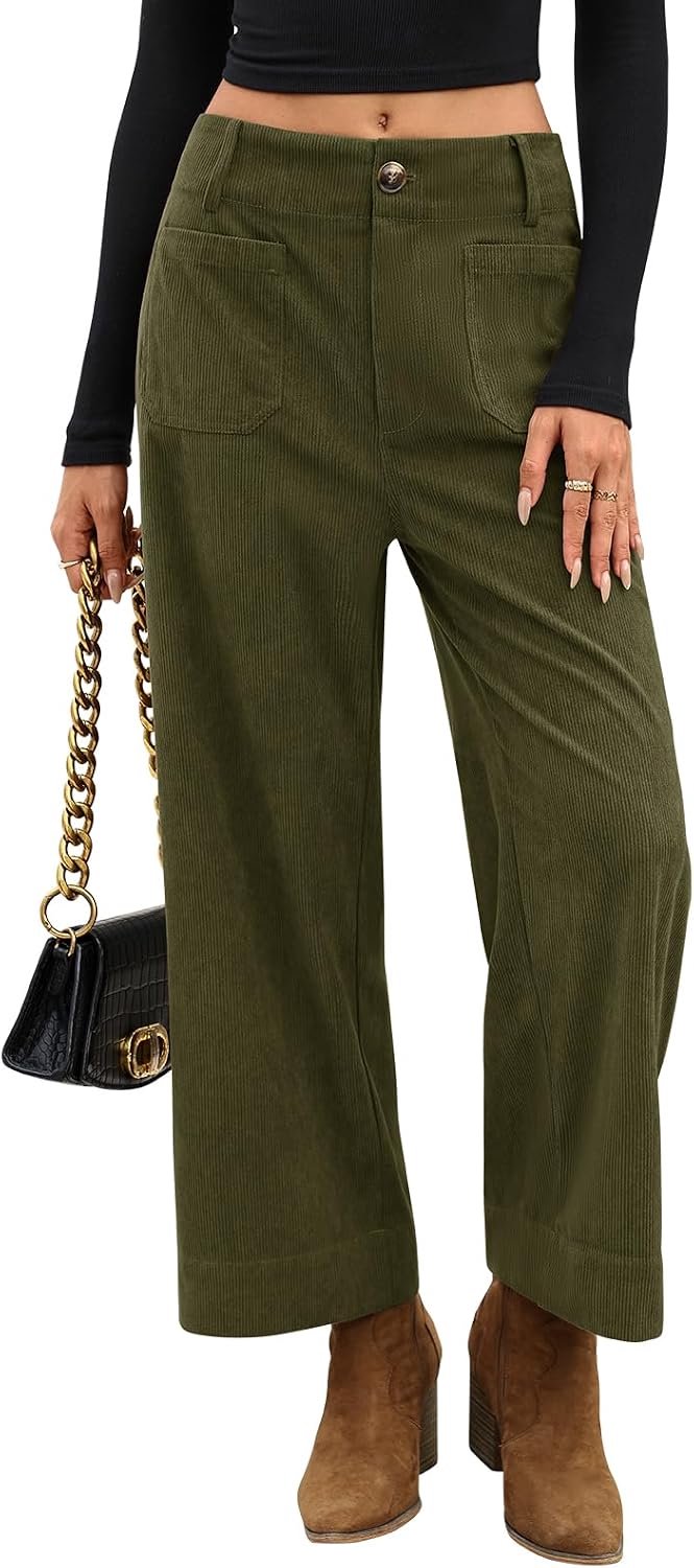 Broek Dames Cropped Wijde Pijpen Broek