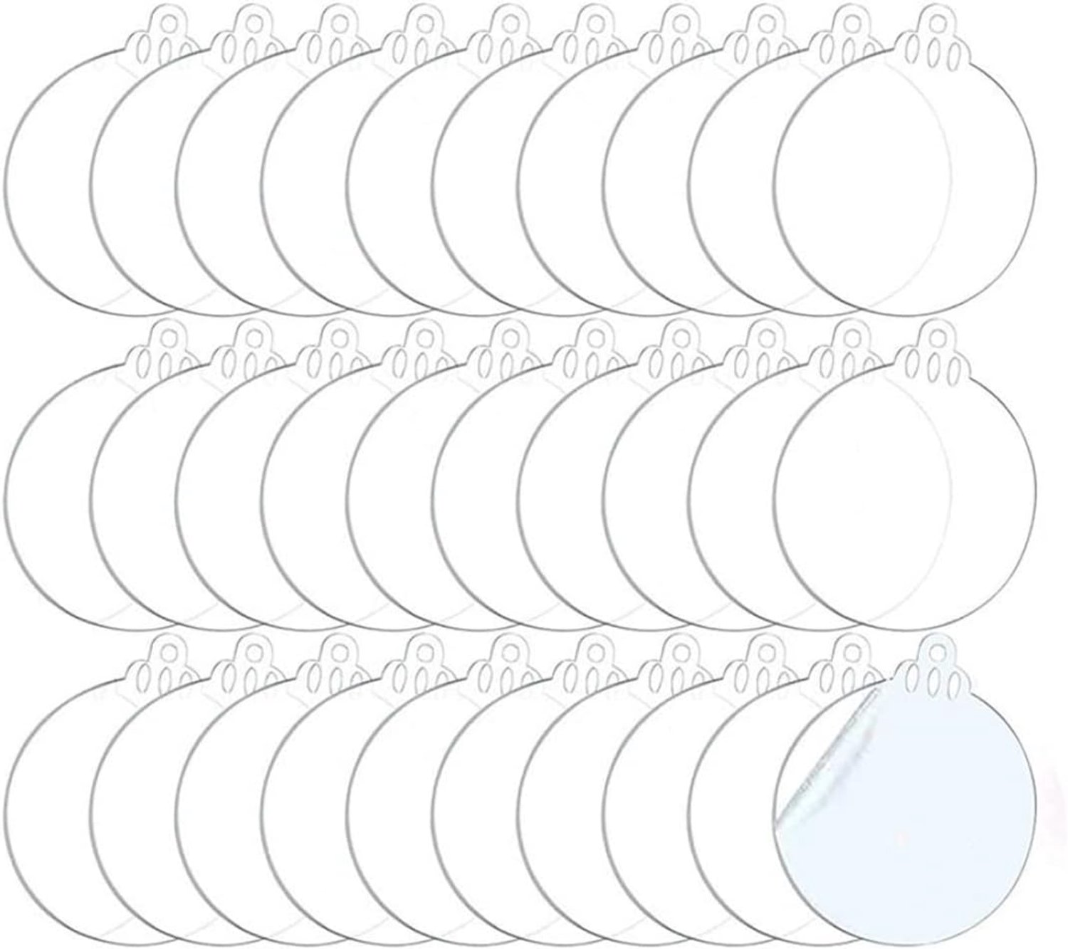 Kerstballen Blanks, 3 Inch Clear Ronde Hangende Kerstboom Decoratie Ornament Kerstbal DIY Blank met Rood Lint 30 Stuks