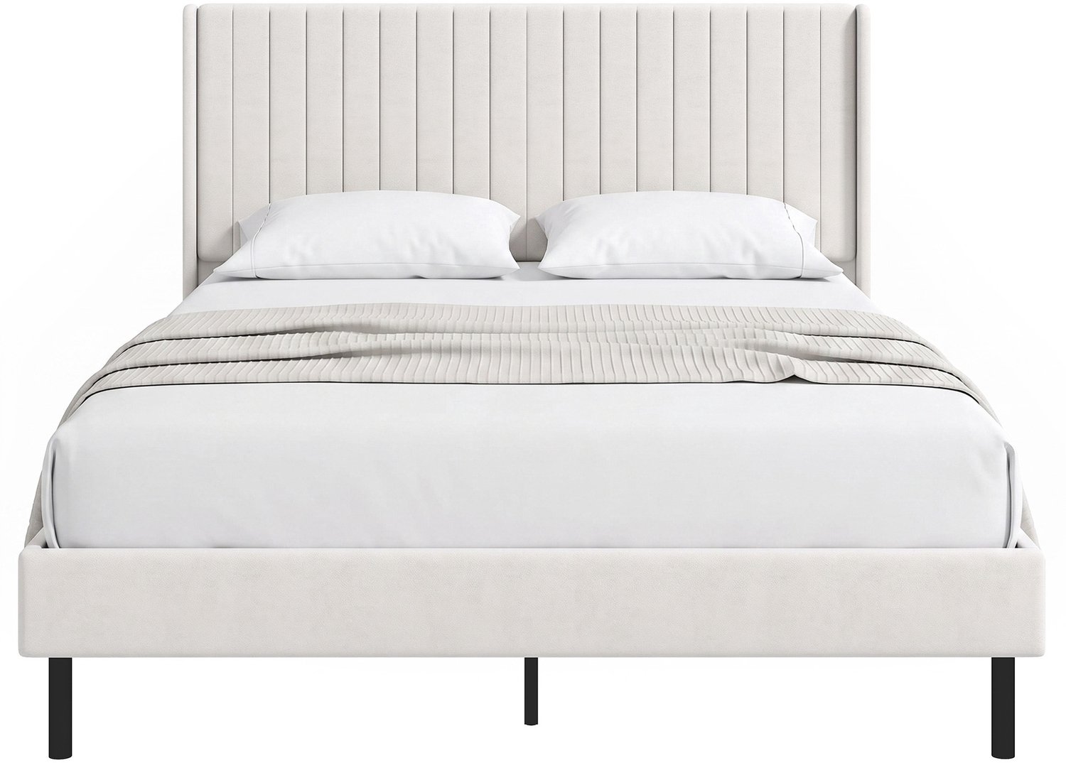 Homcom Bed Frame-Holland-Samt, Sperrholz-207 x 148 x 112 cm-Beige