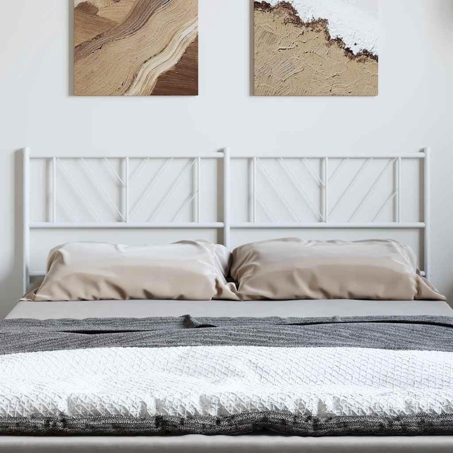 Vervangbaar hoofdeinde van 135 cm, wit van gepoedercoat staal, biedt stevige ondersteuning van de rug bij het lezen in bed.