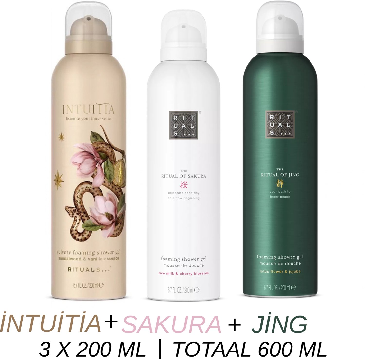 Rituals - Shower Gel Value Set - Intuitia + Sakura + Jing - 3 x Shower Gel 200 ml = 600 ml - Douchegel - Doucheschuim