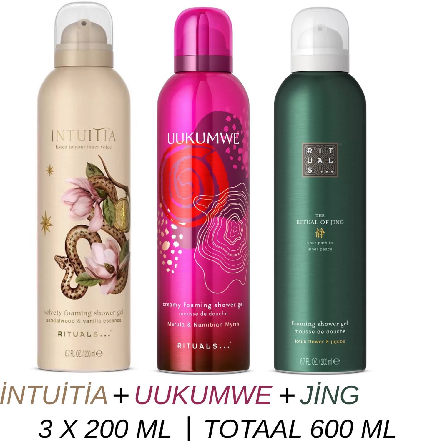 Rituals - Shower Gel Value Set - Intuitia + Uukumwe + Jing - 3 x Shower Gel 200 ml = 600 ml - Douchegel - Doucheschuim