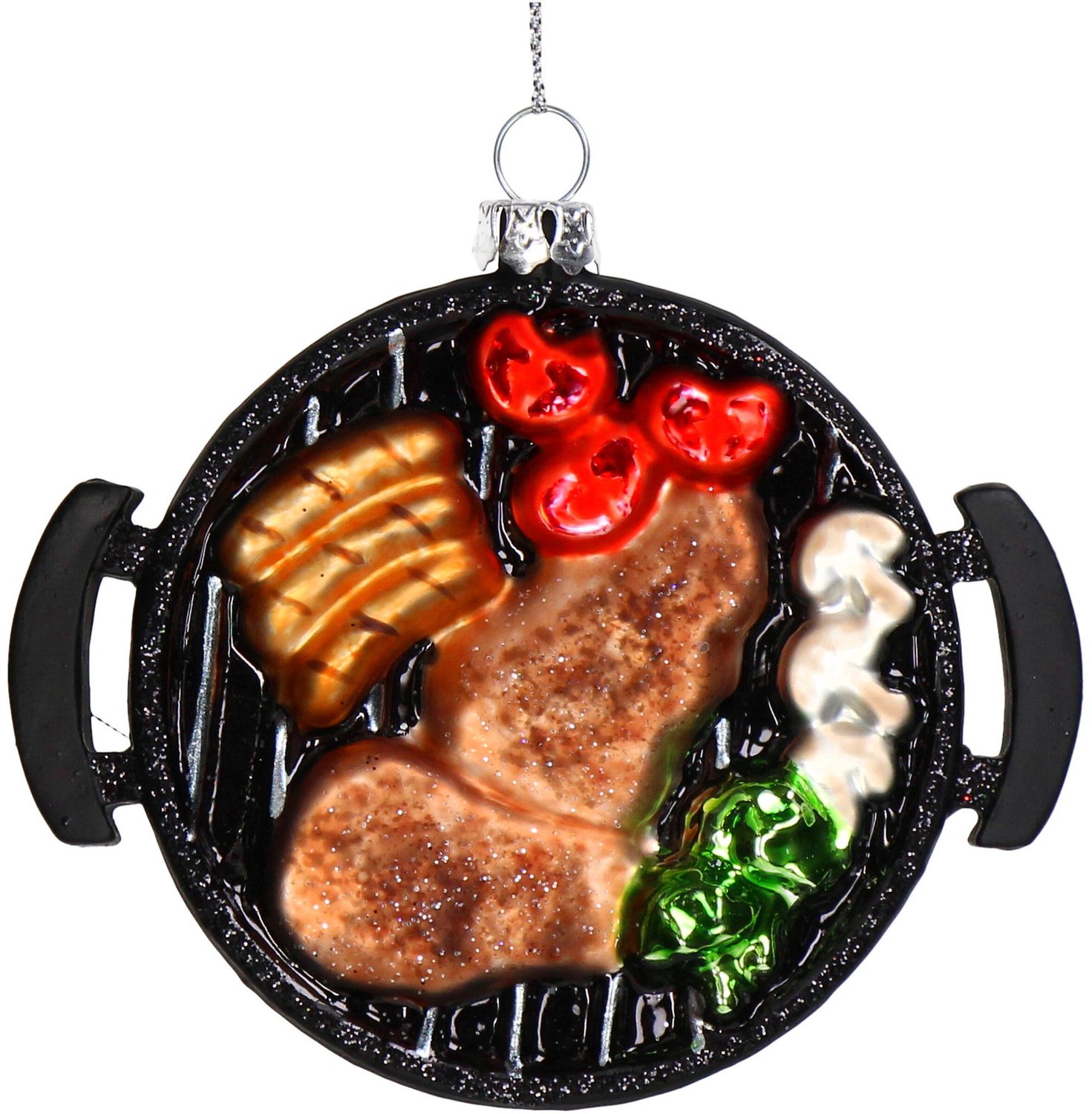 Ornament kerstbal Barbecue Glazen Zwart 10.1 cm HD Collection