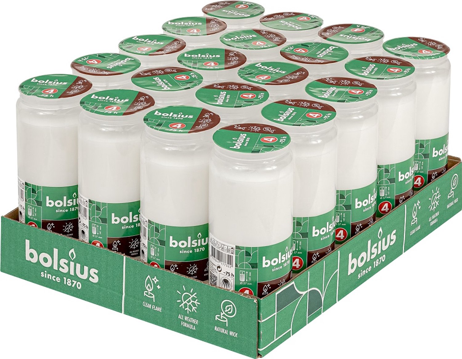 Bolsius Olie Vulling Znicze 14cm - 75u Brandduur - 20 Stuks