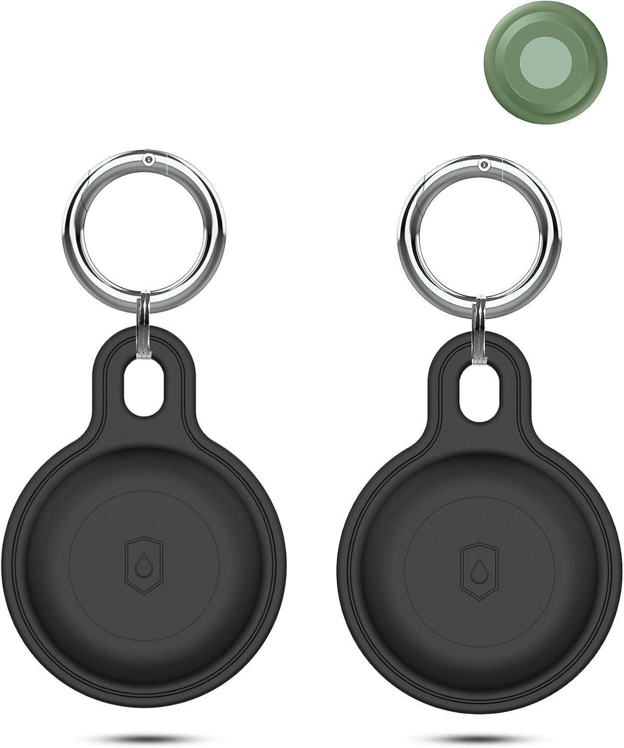 Compatibel met Motorola Moto Tag, precies passende siliconen beschermhoes met karabijnring, licht, schokbestendig, voor sleutelvinder, tas, huisdieren, zwart, 2 stuks