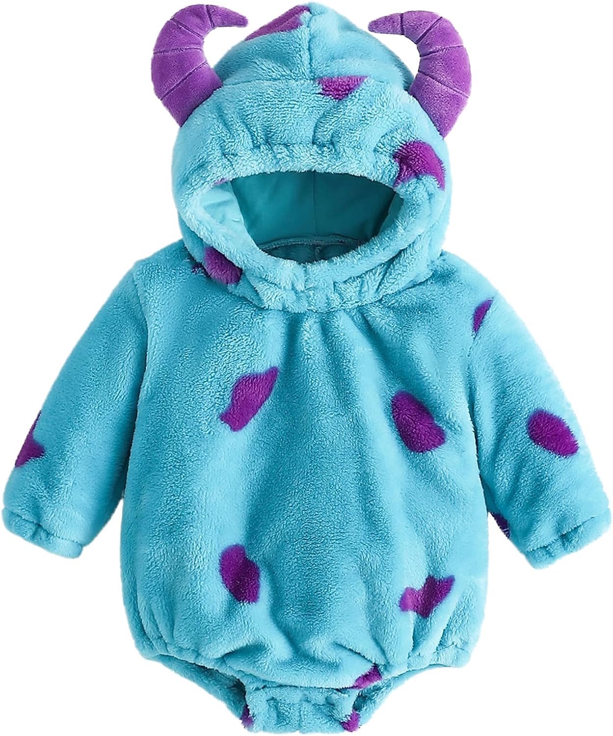 Onesie met dieren, uniseks, met capuchon, lange mouwen, van warm fluweel, voor de winter (0-24 maanden)