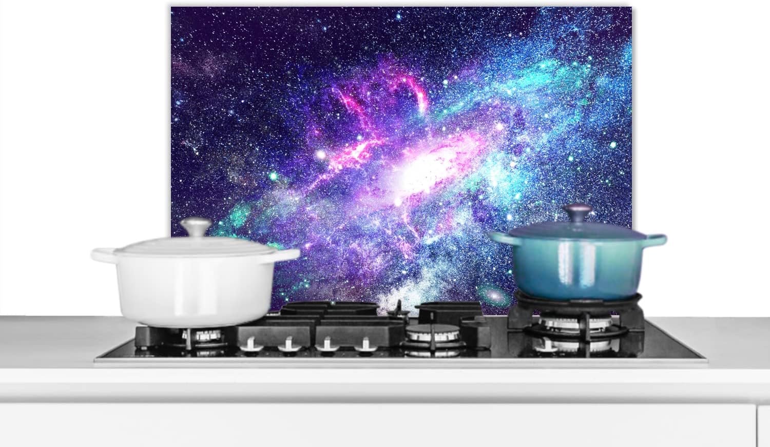 Spatscherm Keuken - 60x40 cm - Ruimte - Blauw - Sterren