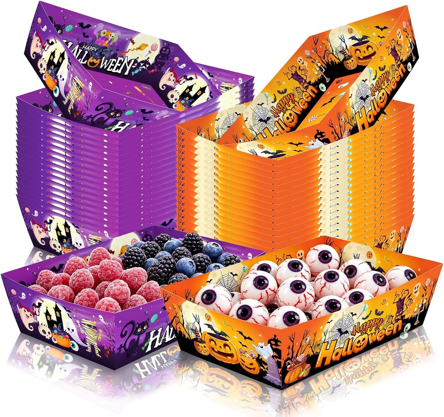 36 stuks papieren serveerbakjes/snackbakjes voor Halloween-feestjes
