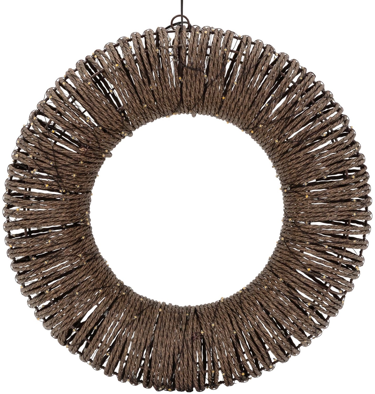 ECD Germany Lichtkrans led Ø38 cm kerstversiering met lichtketting en timer, metalen kerstkrans omwikkeld met touw, verlichting met 400 warmwitte leds en handige dimschakelaar, prachtige sfeervolle kerstdecoratie voor deuren en ramen binnen en buiten