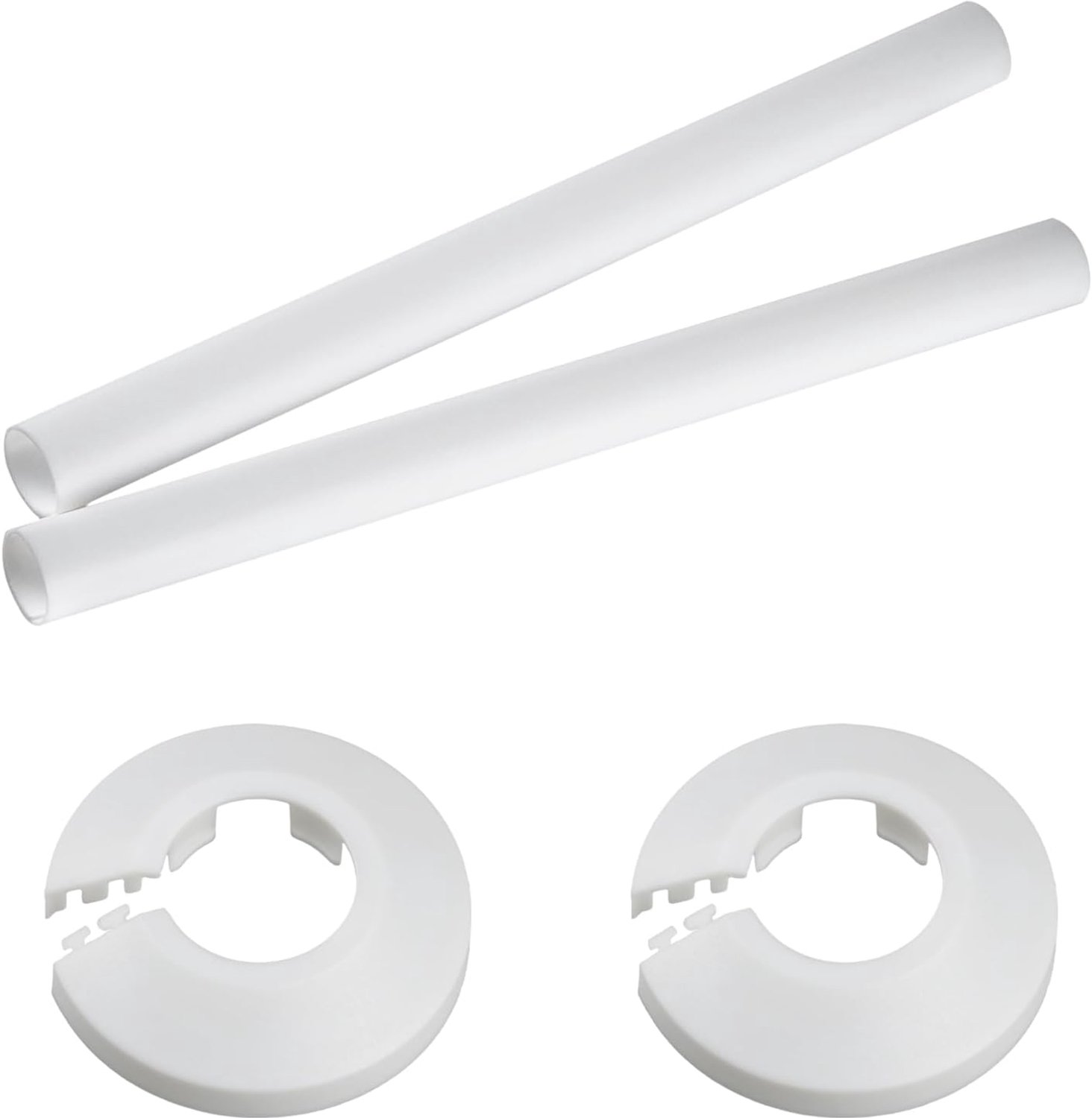 Verwarmingsbuisbekleding Ø 15-18 mm - Wit - 200 mm - Inclusief rozetten, voor vloer/muur - ShopVlot