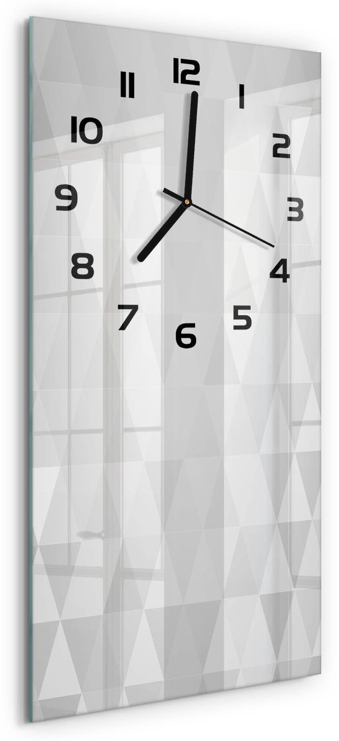 Tulup Wandklok - Abstracte achtergrond Klok Glas Met Opdruk - 30x60 cm - Grijs Moderne Wandklok Glas - Zwarte handen - Rechthoekige Klok - Decoratieve Glazen Klok - Glazen Wandklok Design