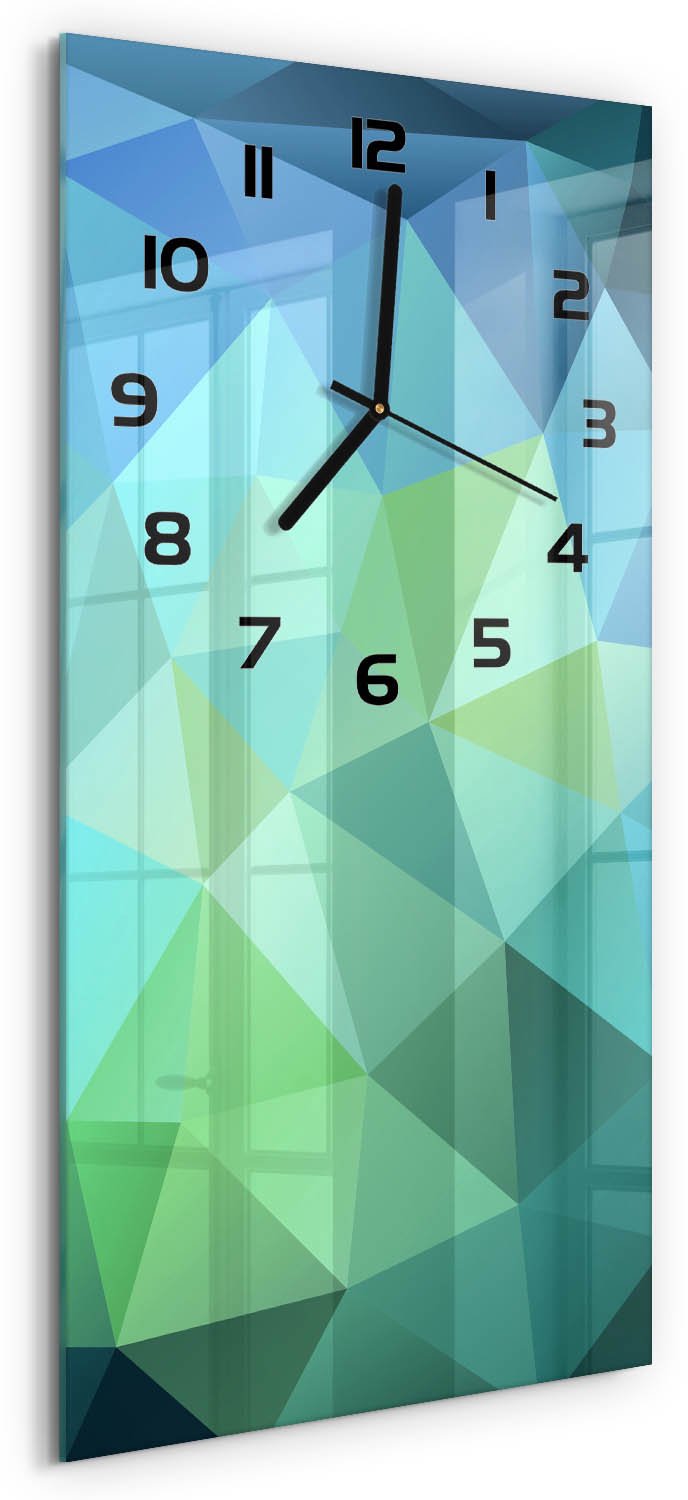 Tulup Wandklok - Abstracte achtergrond Moderne Wandklok Glas - 30x60 cm - Blauw Wandklok Glas Decoratie - Zwarte handen - Rechthoekige Klok - Glazen Wandklok Design - Klok Glas Met Opdruk