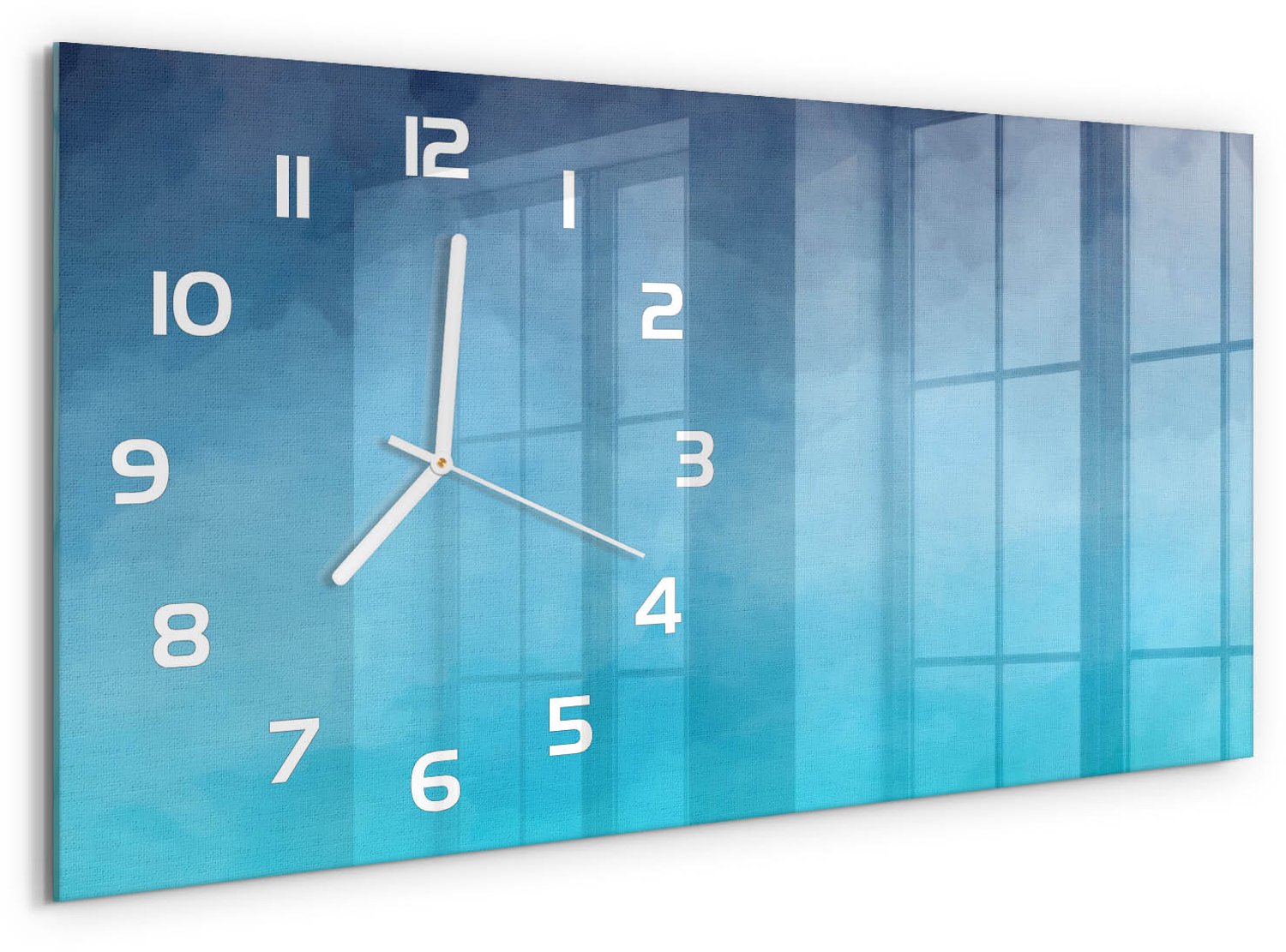 TULUP Wandklok - Rook Glazen Wandklok Design - 60x30 cm - Groente Klok Glas Met Opdruk - Witte handen - Rechthoekige Klok - Wandklok Glas Met Motief - Decoratieve Glazen Klok