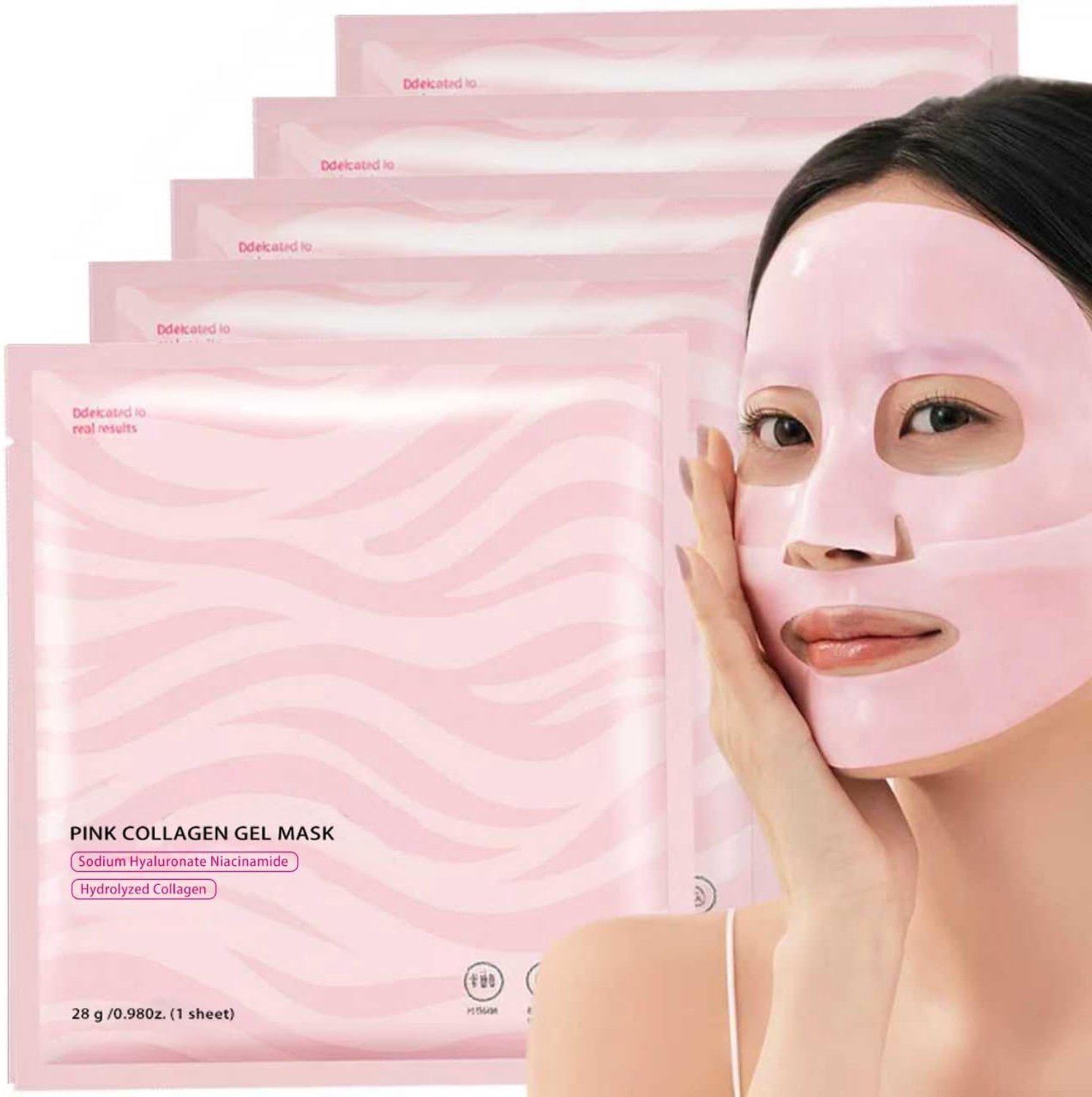 Masker, 5 stuks, biologisch collageen gezicht, overnight masker, boosting Luuma Beauty collageenmasker, Koreaans gezichtsmasker, huidverzorging, hyaluron masker, gloissance hydrogel