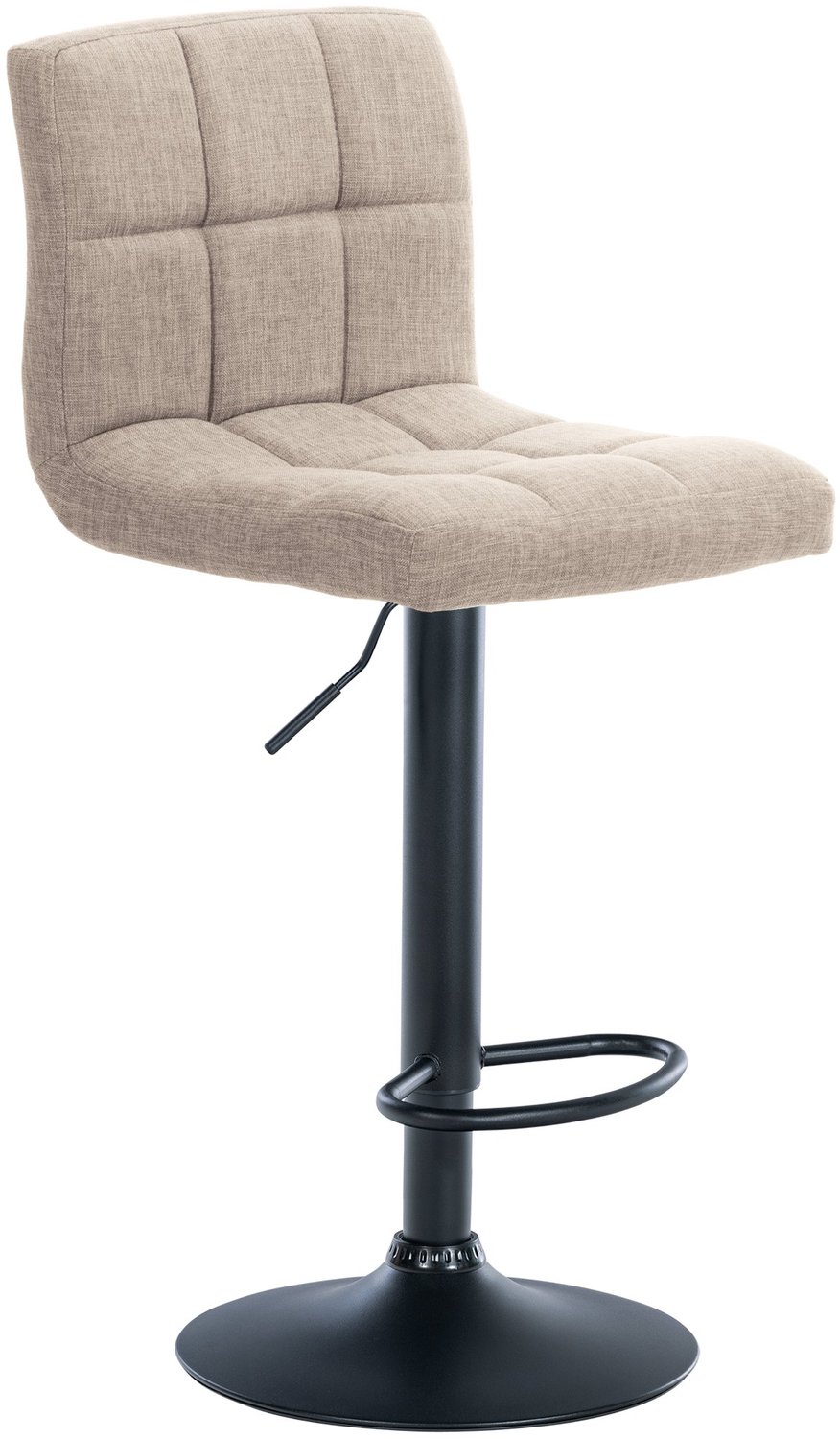 Luxe Comfort Barkruk - Verstelbaar - Stof - Crème creme zwart