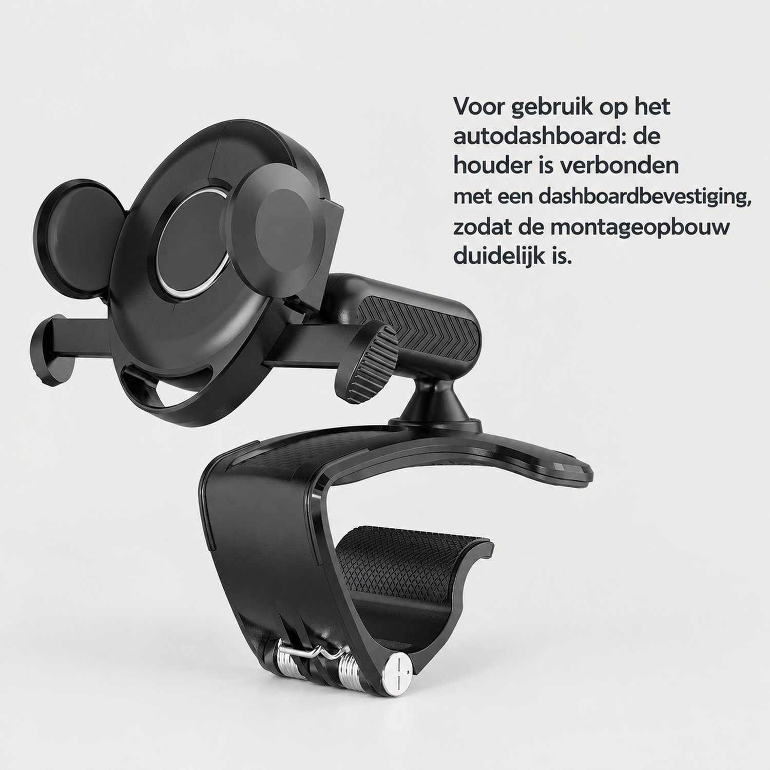 telefoonhouders auto - zwarte telefoonhouder voor het dashboard met klemvormige bevestiging