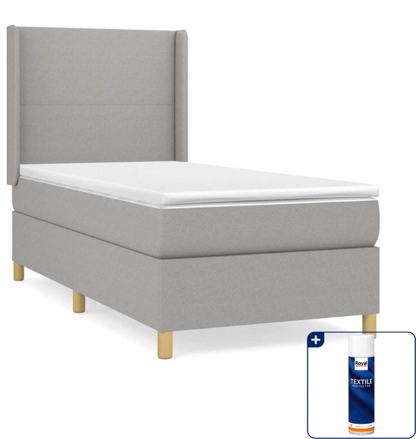 vidaXL boxspring met matras - 100 x 200 cm - lichtgrijs - Inclusief textielbeschermer 500 ml