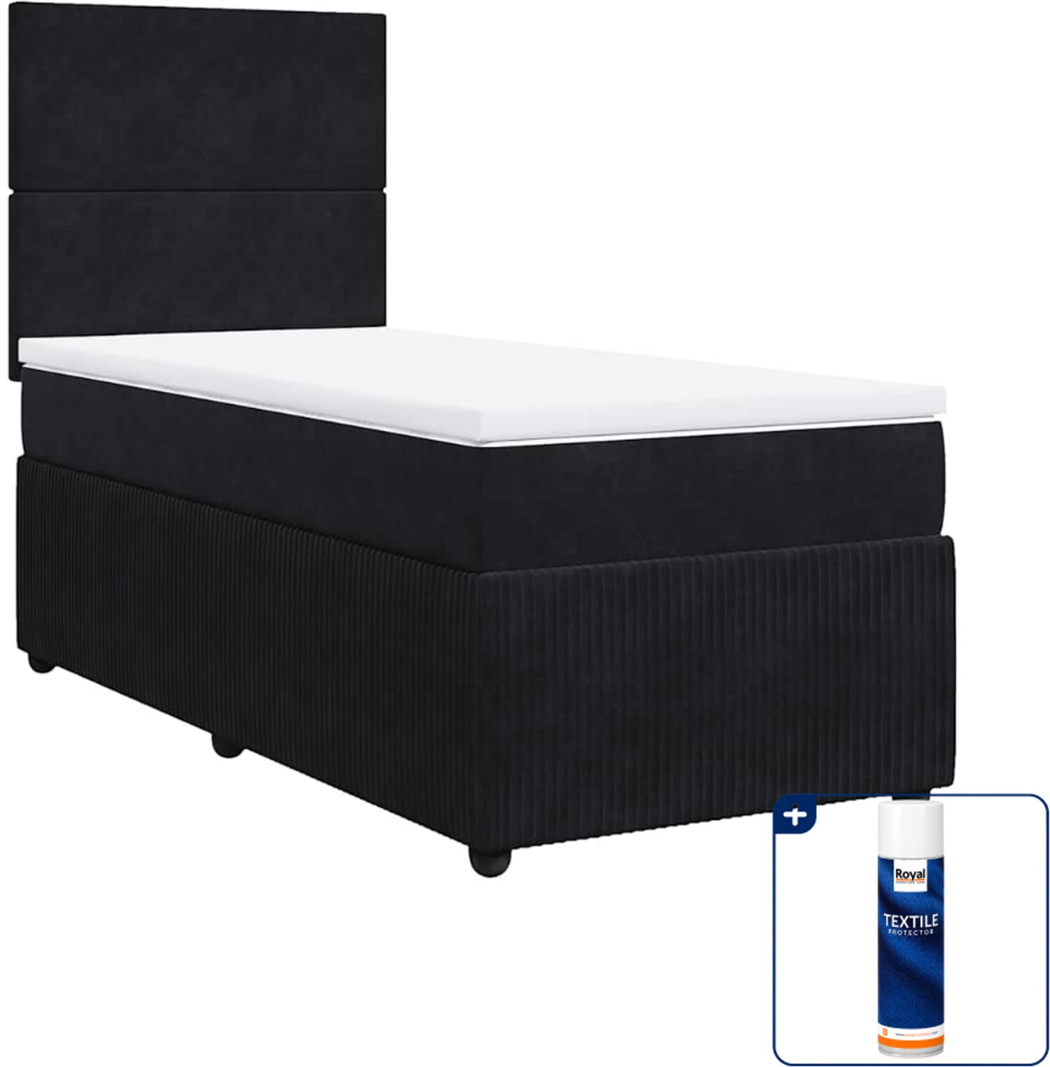 vidaXL boxspring met matras 100 x 200 cm - fluweel - zwart - Inclusief textielbeschermer 500 ml