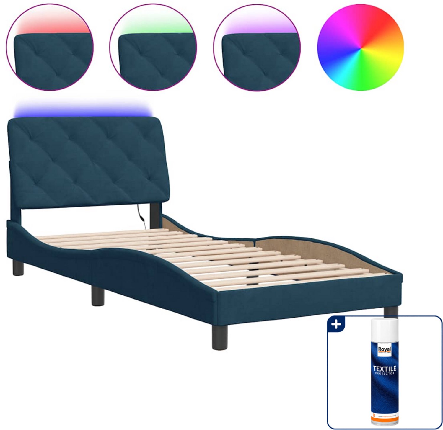 vidaXL Bedframe - 80 x 200 cm - fluweel - blauw - Inclusief textielbeschermer 500 ml