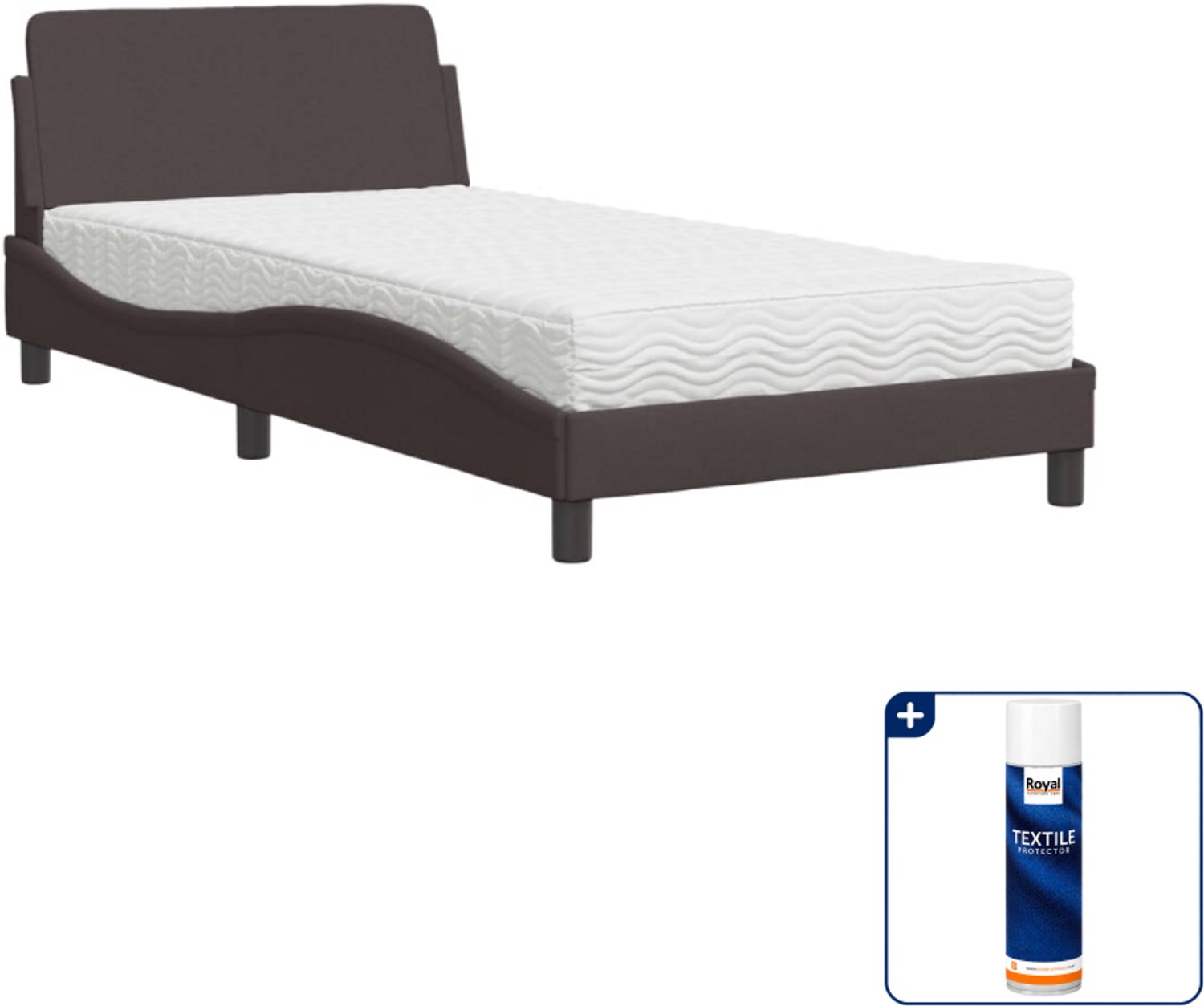 vidaXL Dover bed met matras - 100 x 200 cm - donkerbruin - Inclusief textielbeschermer 500 ml