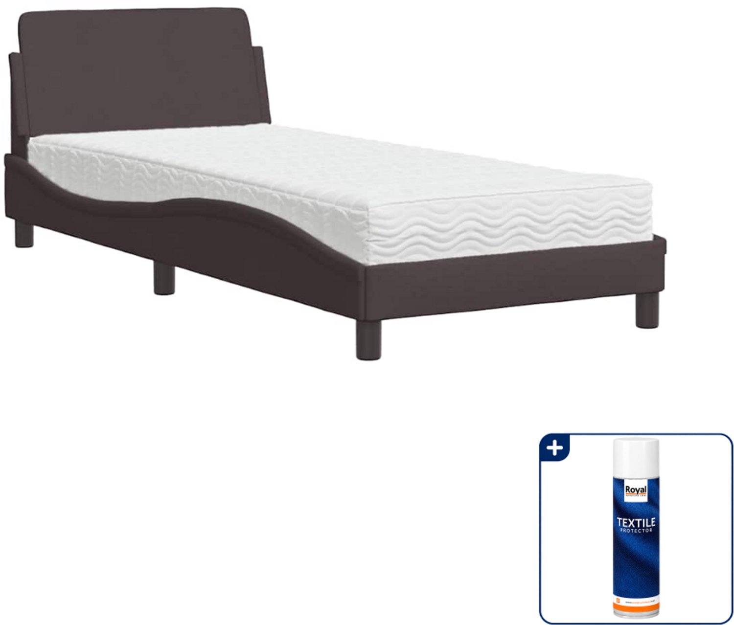 vidaXL Dover bed met matras - 90 x 200 cm - donkerbruin - Inclusief textielbeschermer 500 ml