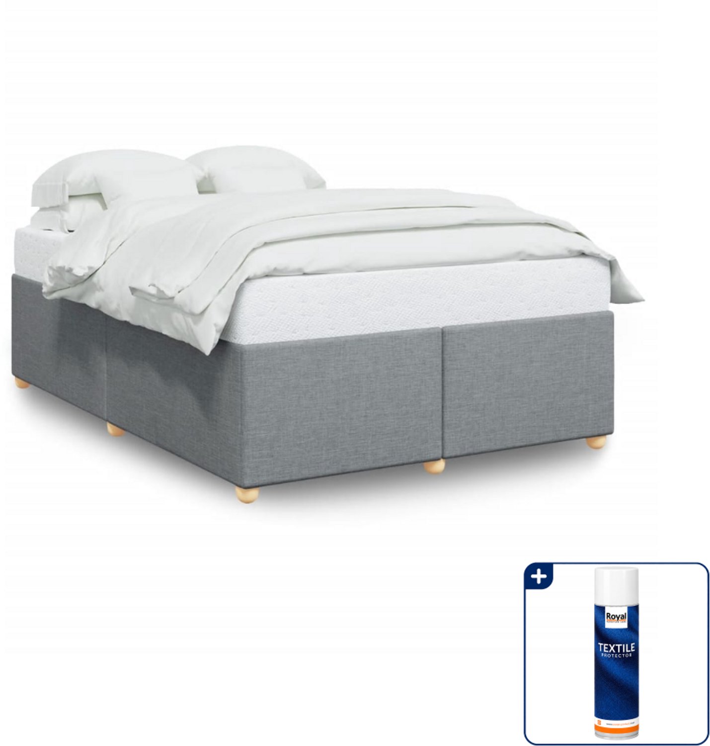 vidaXL Bedframe Small double - 140 x 200 cm - lichtgrijs - Inclusief textielbeschermer 500 ml