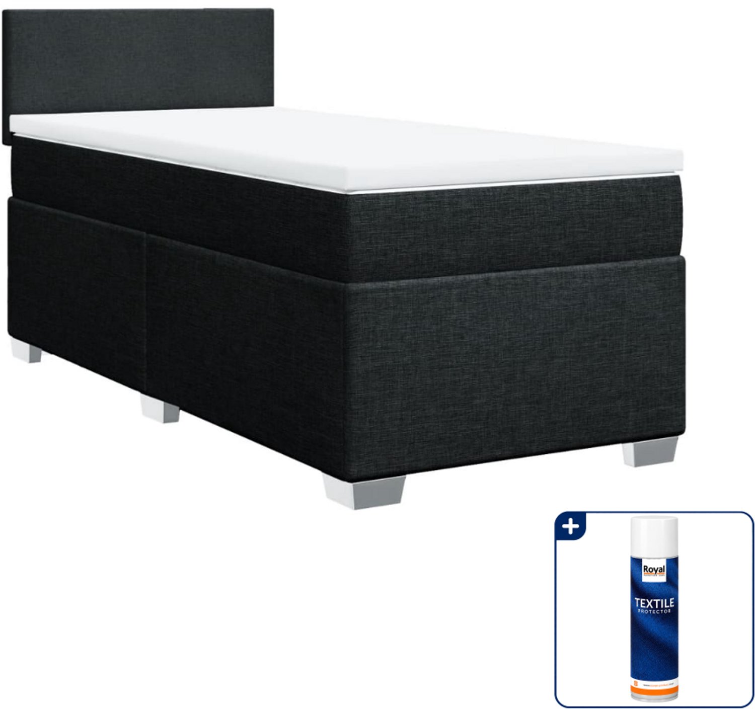 vidaXL Boxspring - 100 x 200 cm - stof - zwart - Inclusief textielbeschermer 500 ml