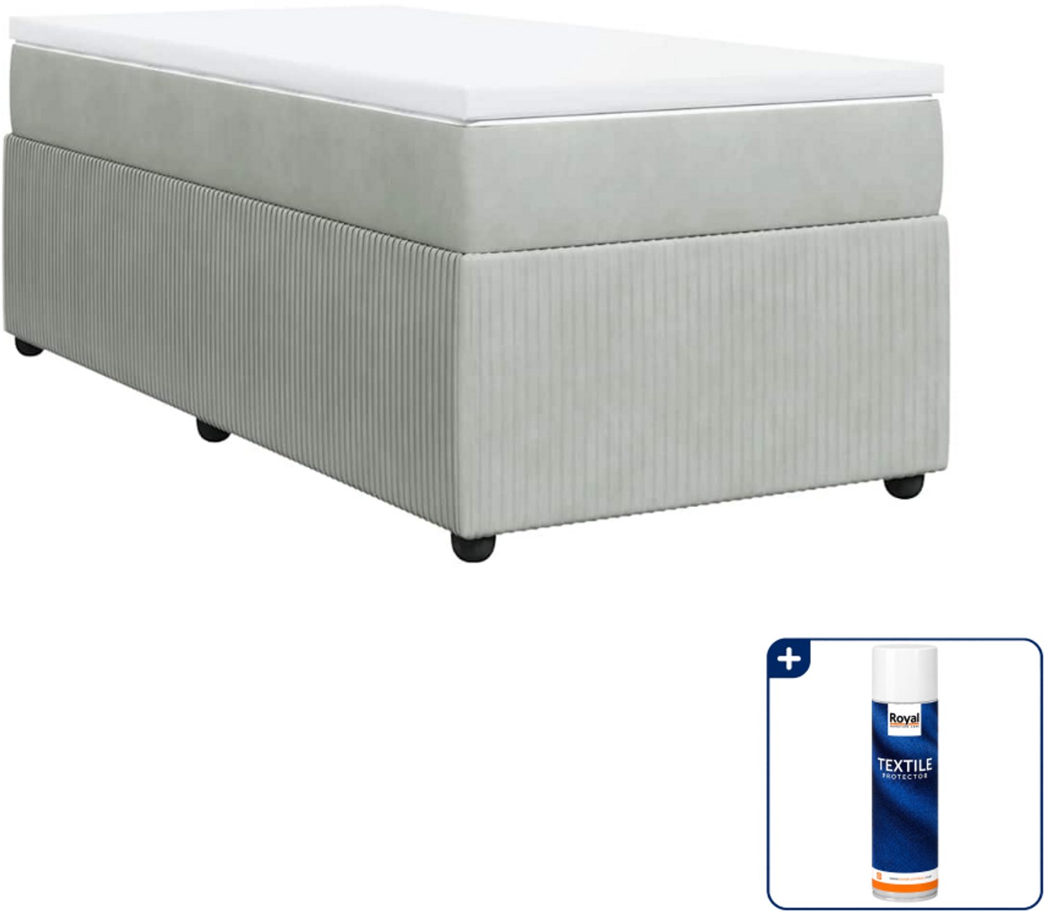 vidaXL boxspring met matras - 100 x 200 cm - fluweel - lichtgrijs - Inclusief textielbeschermer 500 ml