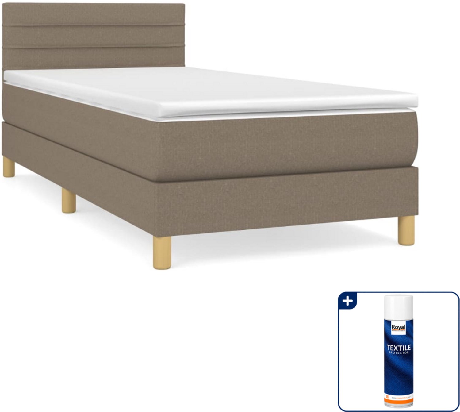 vidaXL boxspring 90 x 190 cm - stof - taupe - Inclusief textielbeschermer 500 ml