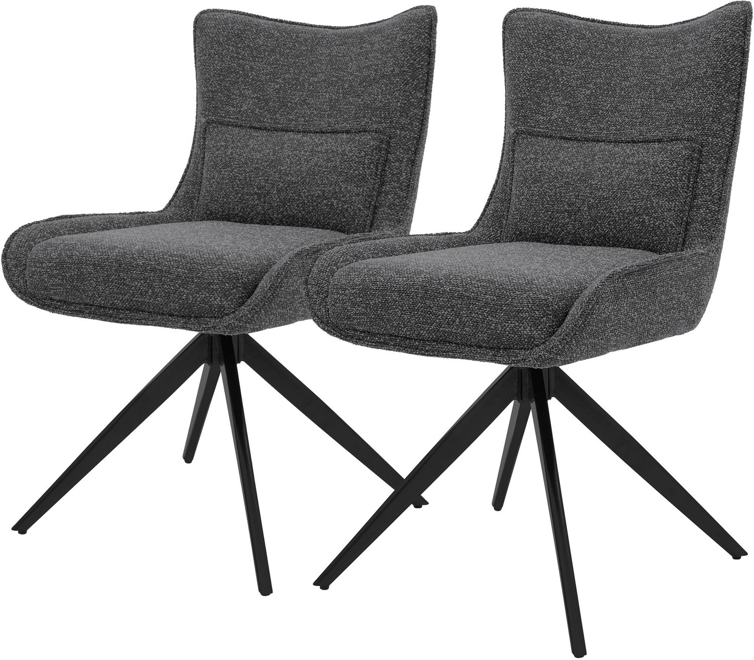 ml-design Eetkamerstoelen 360° draaibaar set van 2, bekleding van geweven stof, draaistoel met lendenkussen, fauteuil stevig staal met verstelbare poten voor de keuken en woonkamer tot 120 kg, comfortabele armstoel met een stoffen bekleding antraciet