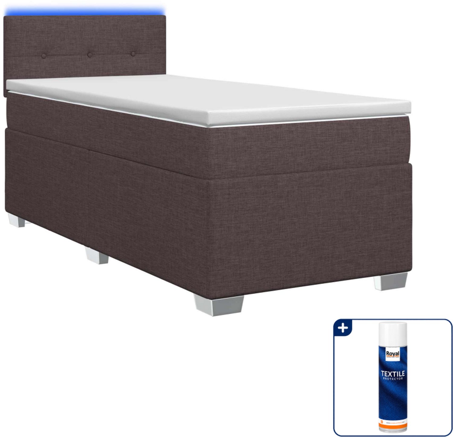 vidaXL boxspring - 100 x 200 cm - donkerbruin - Inclusief textielbeschermer 500 ml