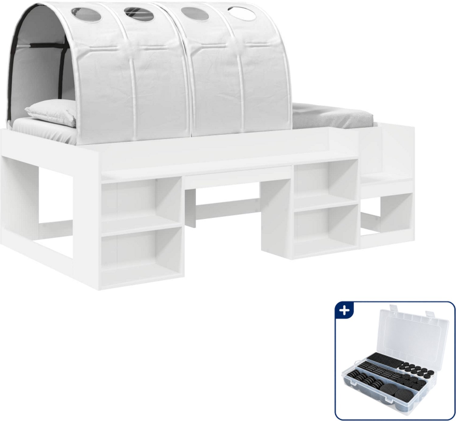 vidaXL hoogslaper - 100 x 200 cm - wit - Inclusief antikrasvilt 177-delig