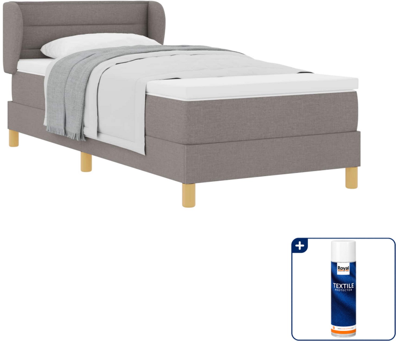 vidaXL boxspringbed - 100 x 200 cm - taupe - Inclusief textielbeschermer 500 ml