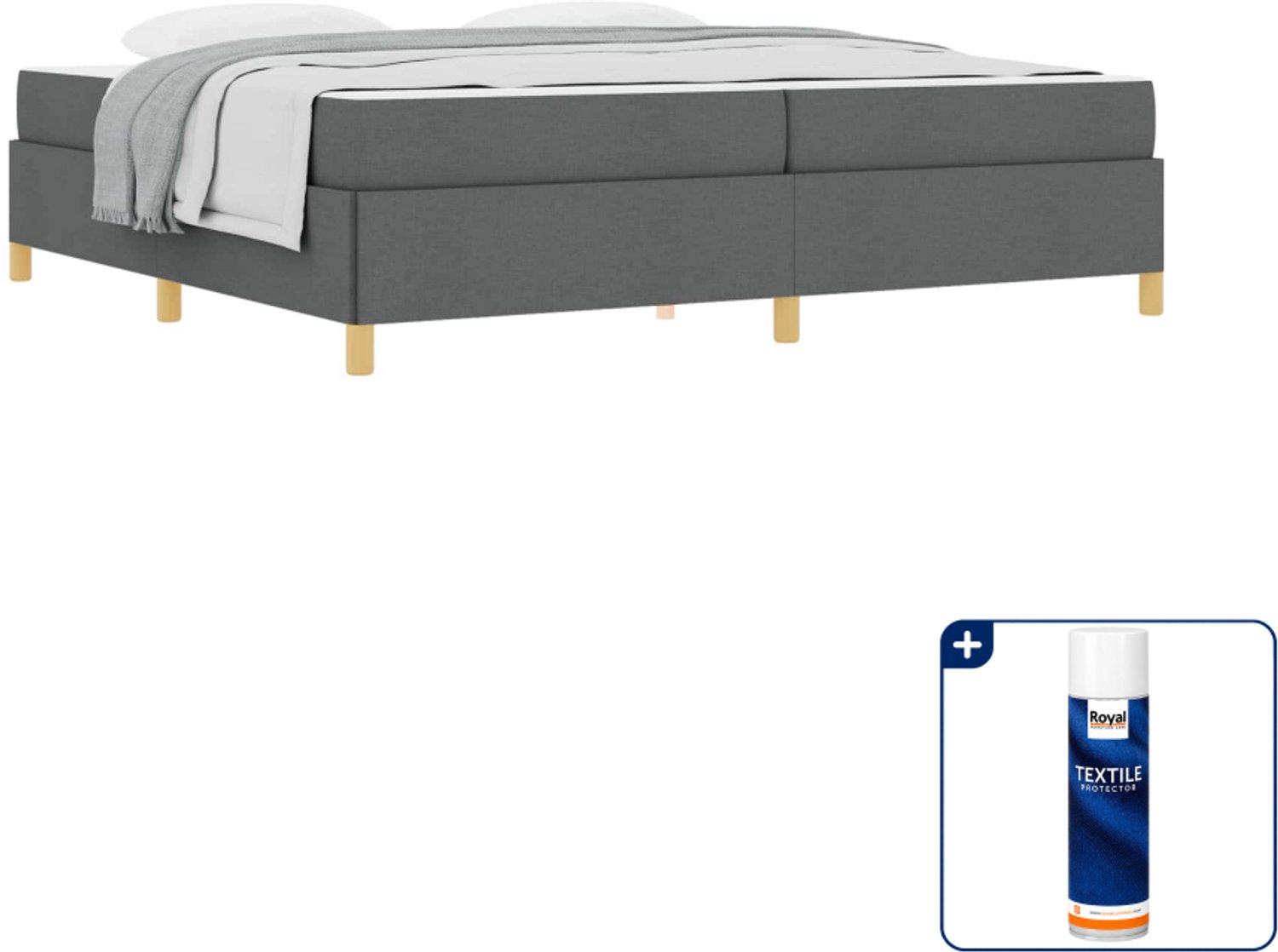 vidaXL bedframe - 200 x 200 cm - donkergrijs - Inclusief textielbeschermer 500 ml Bruin