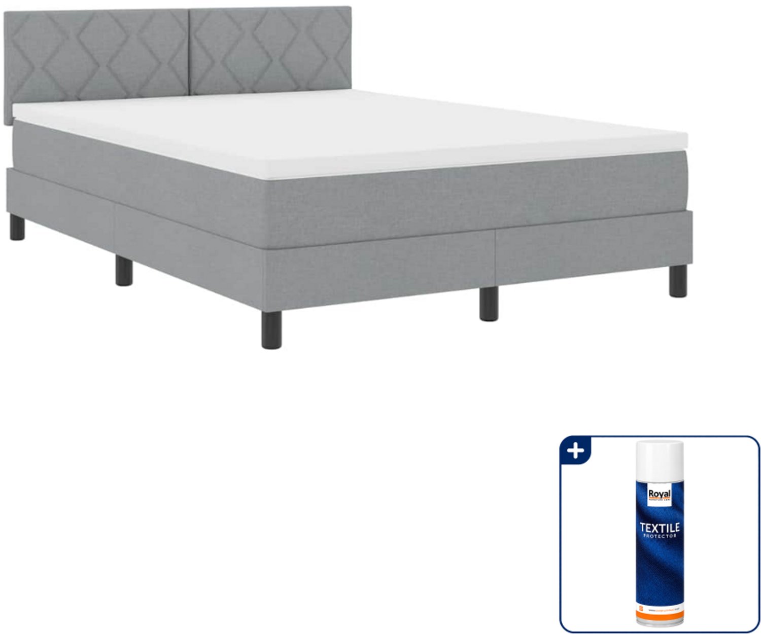 vidaXL boxspring met matras en led - small double 140x200 - lichtgrijs - Inclusief textielbeschermer 500 ml
