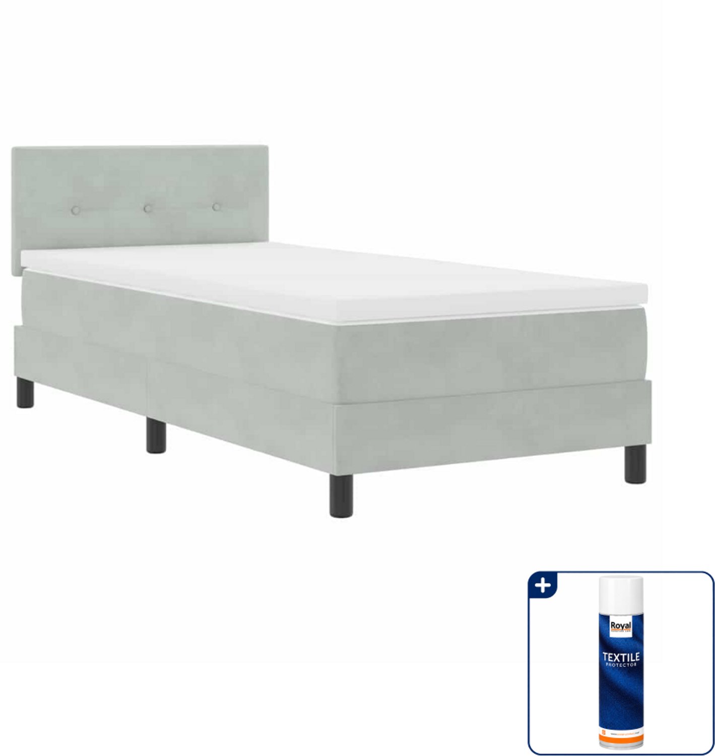 vidaXL LED boxspring - 80 x 200 cm - lichtgrijs - Inclusief textielbeschermer 500 ml
