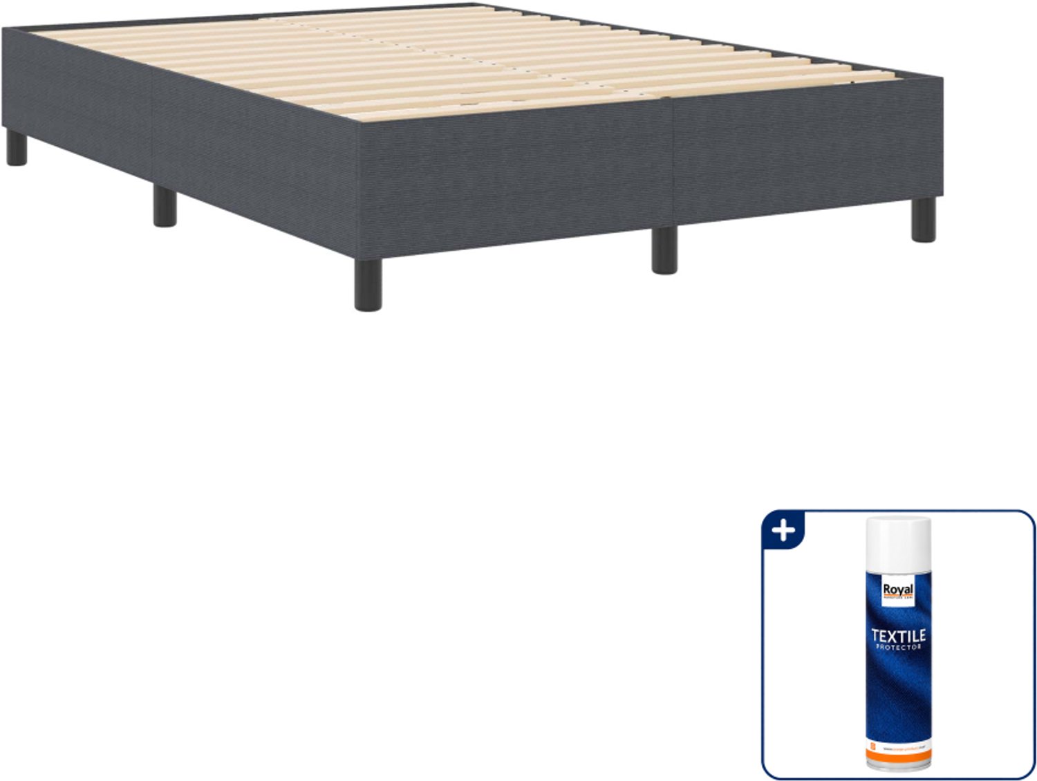 vidaXL platform bedframe - 140 x 190 cm - stof - donkergrijs - Inclusief textielbeschermer 500 ml