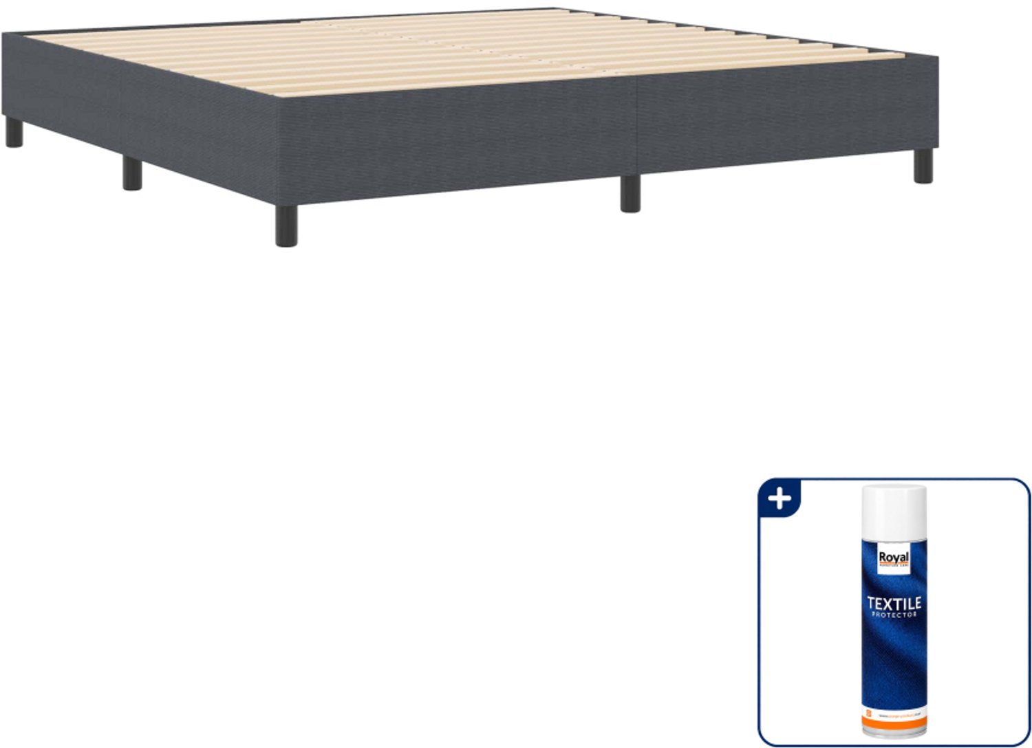 vidaXL platform bedframe - 200 x 200 cm - katoen - donkergrijs - Inclusief textielbeschermer 500 ml