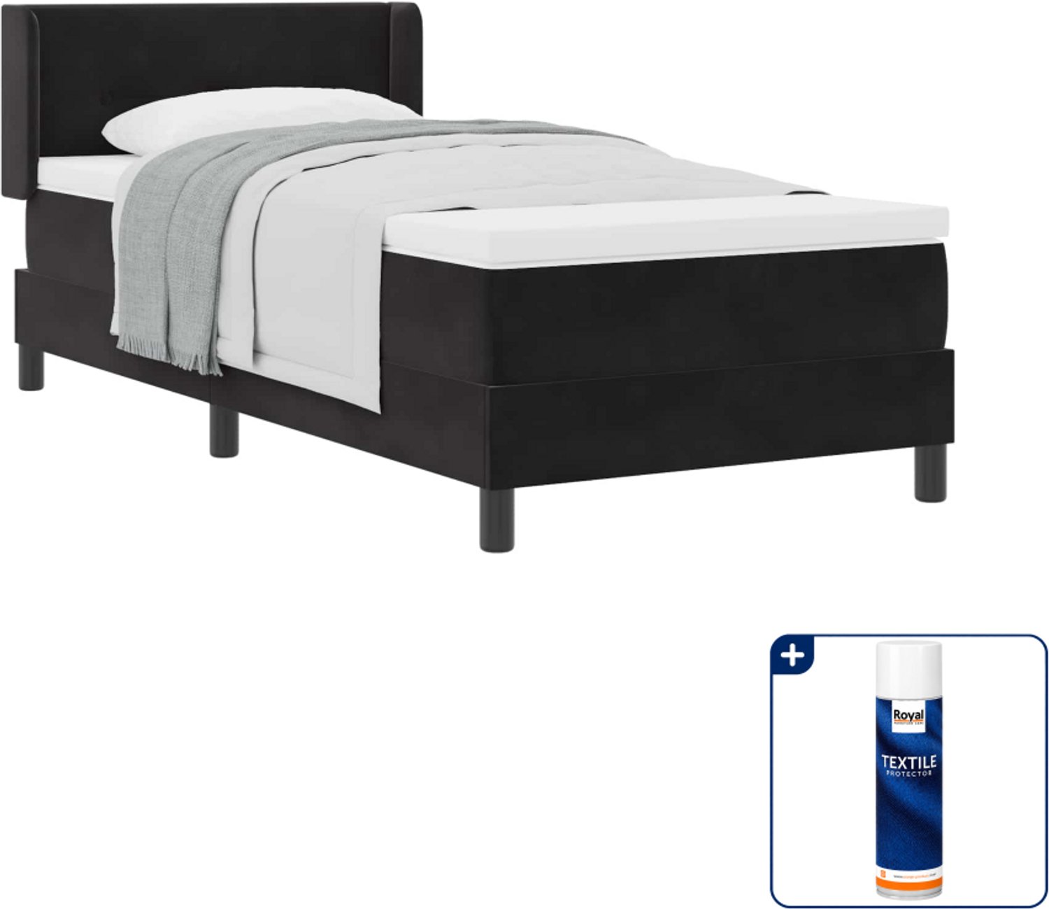 vidaXL boxspringbed - 190 x 90 cm - zwart - Inclusief textielbeschermer 500 ml