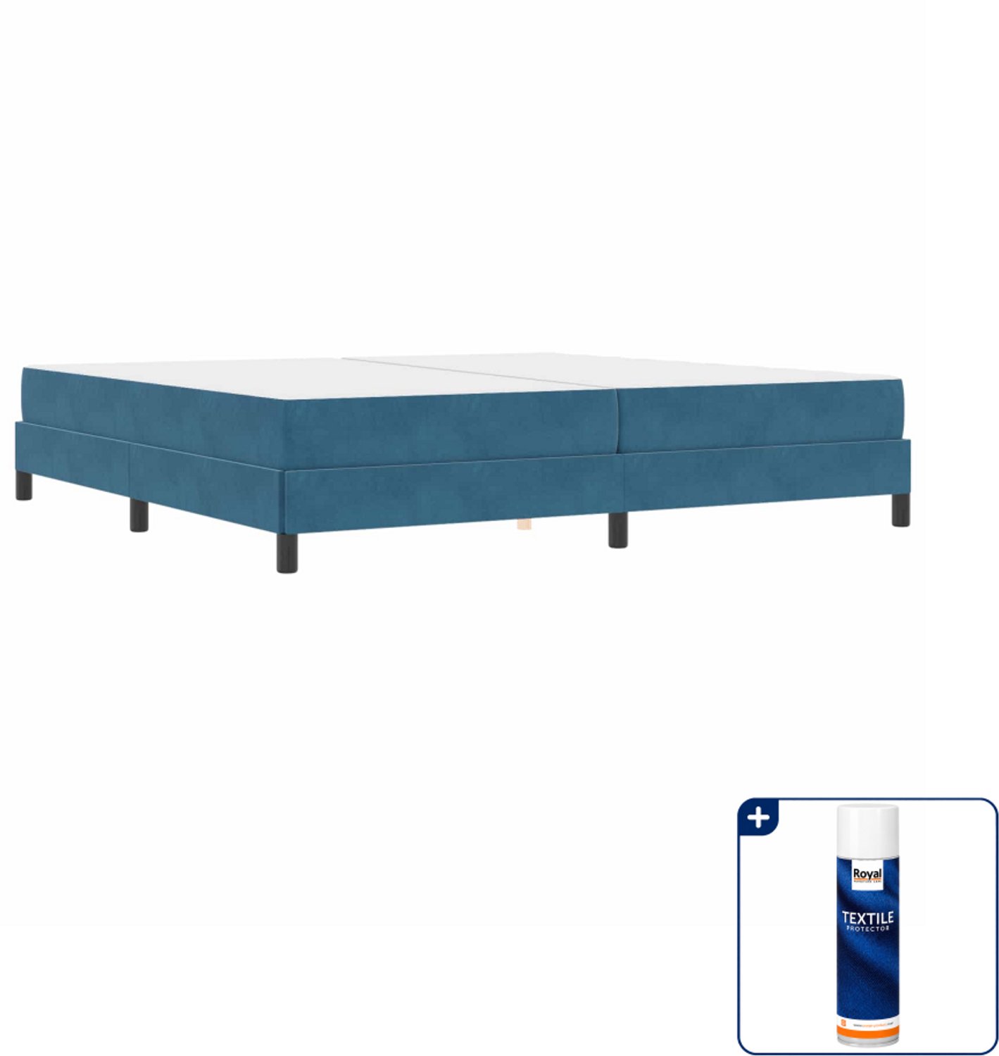 vidaXL boxspringbed met matras - 200 x 200 cm - stof - donkerblauw - Inclusief textielbeschermer 500 ml Wit