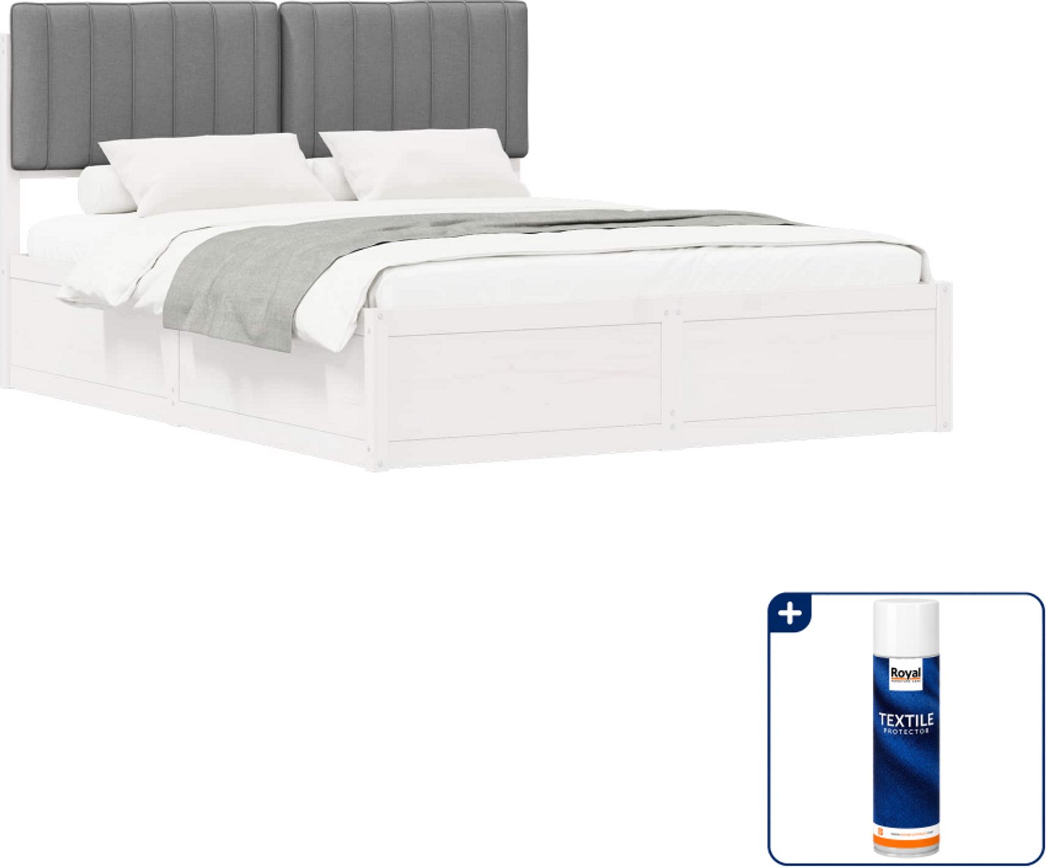 vidaXL bedframe - 150 x 200 cm - lichtgrijs - Inclusief textielbeschermer 500 ml