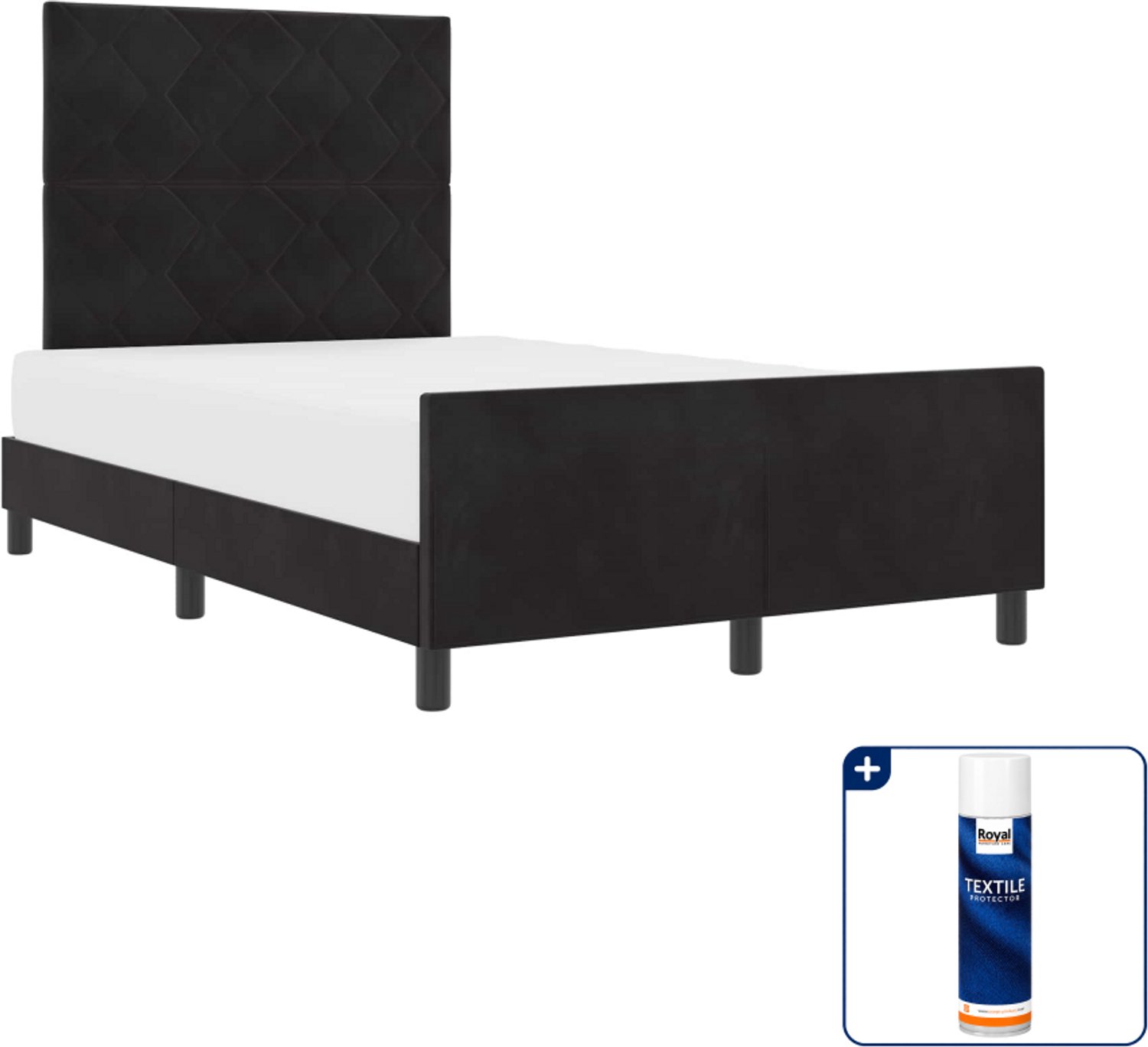 vidaXL bedframe - 120 x 200 cm - fluweel - zwart - Inclusief textielbeschermer 500 ml Grijs
