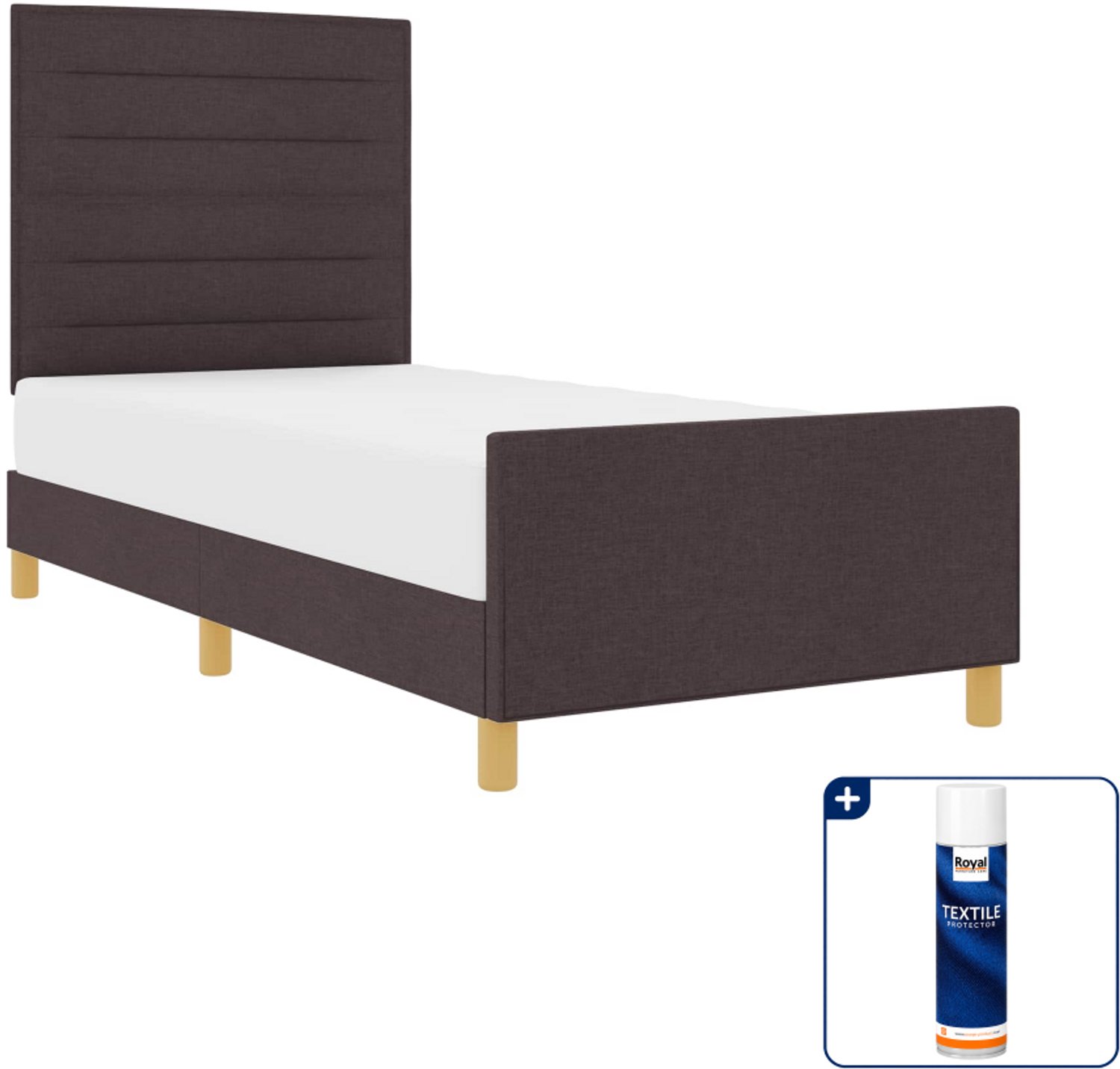 vidaXL Bedframe - 90 x 200 cm - donkerbruin - Inclusief textielbeschermer 500 ml