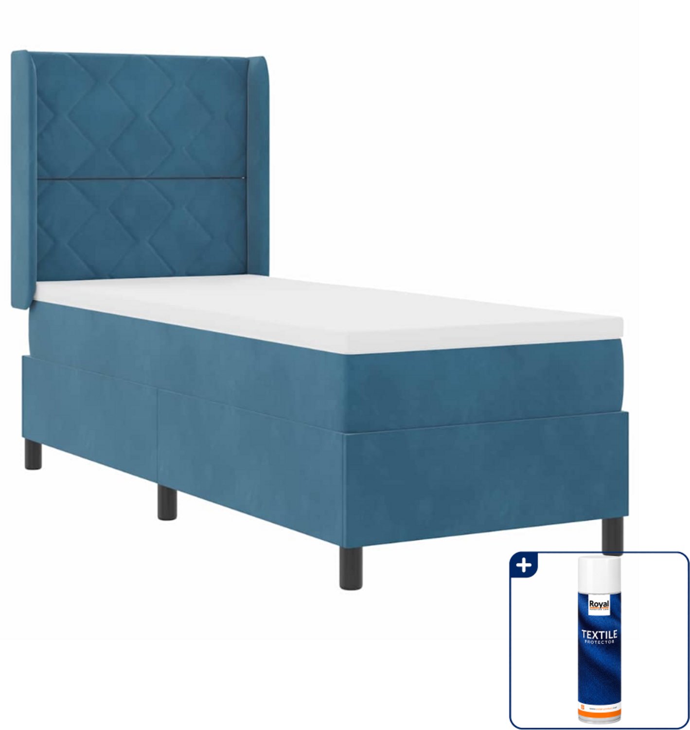 vidaXL boxspringbed met led - 80 x 200 cm - blauw - Inclusief textielbeschermer 500 ml