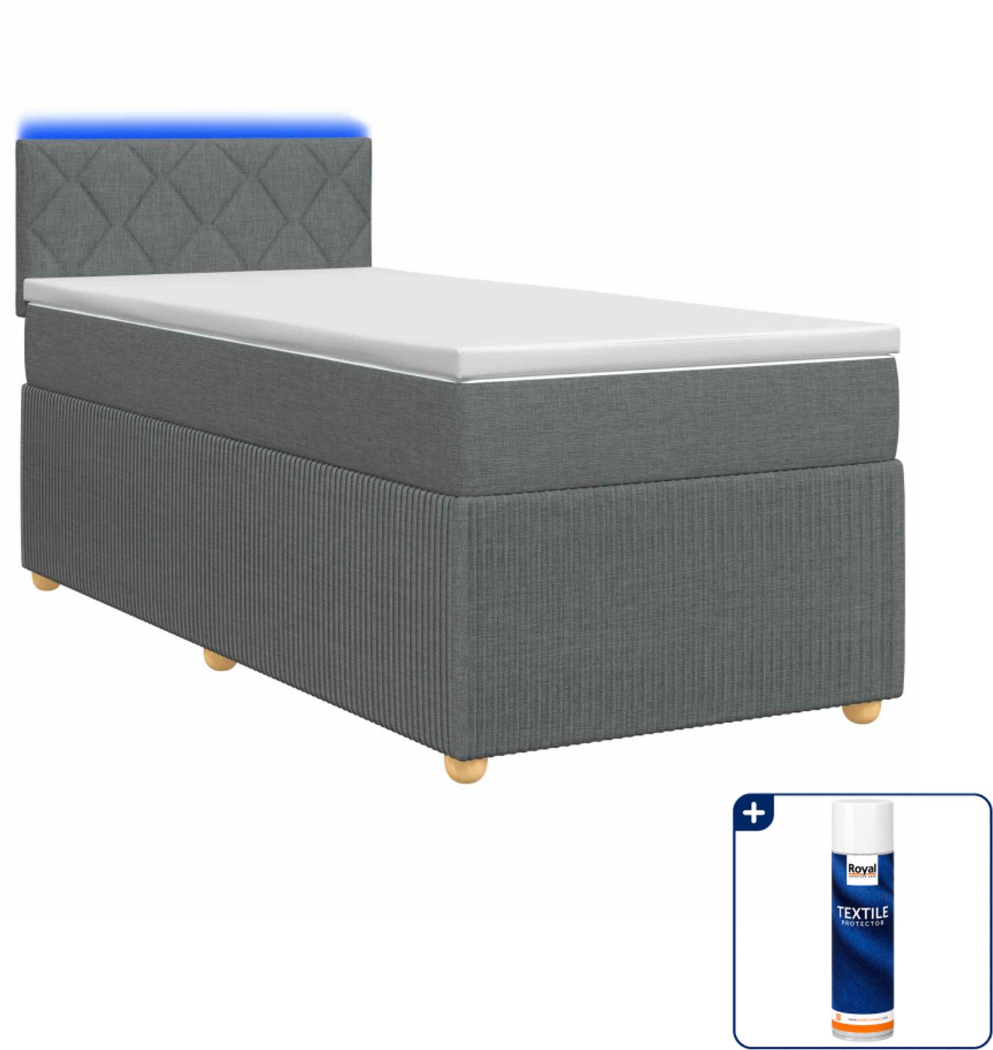 vidaXL boxspringbed met matras - 80 x 200 cm - donkergrijs - Inclusief textielbeschermer 500 ml Donker Grijn