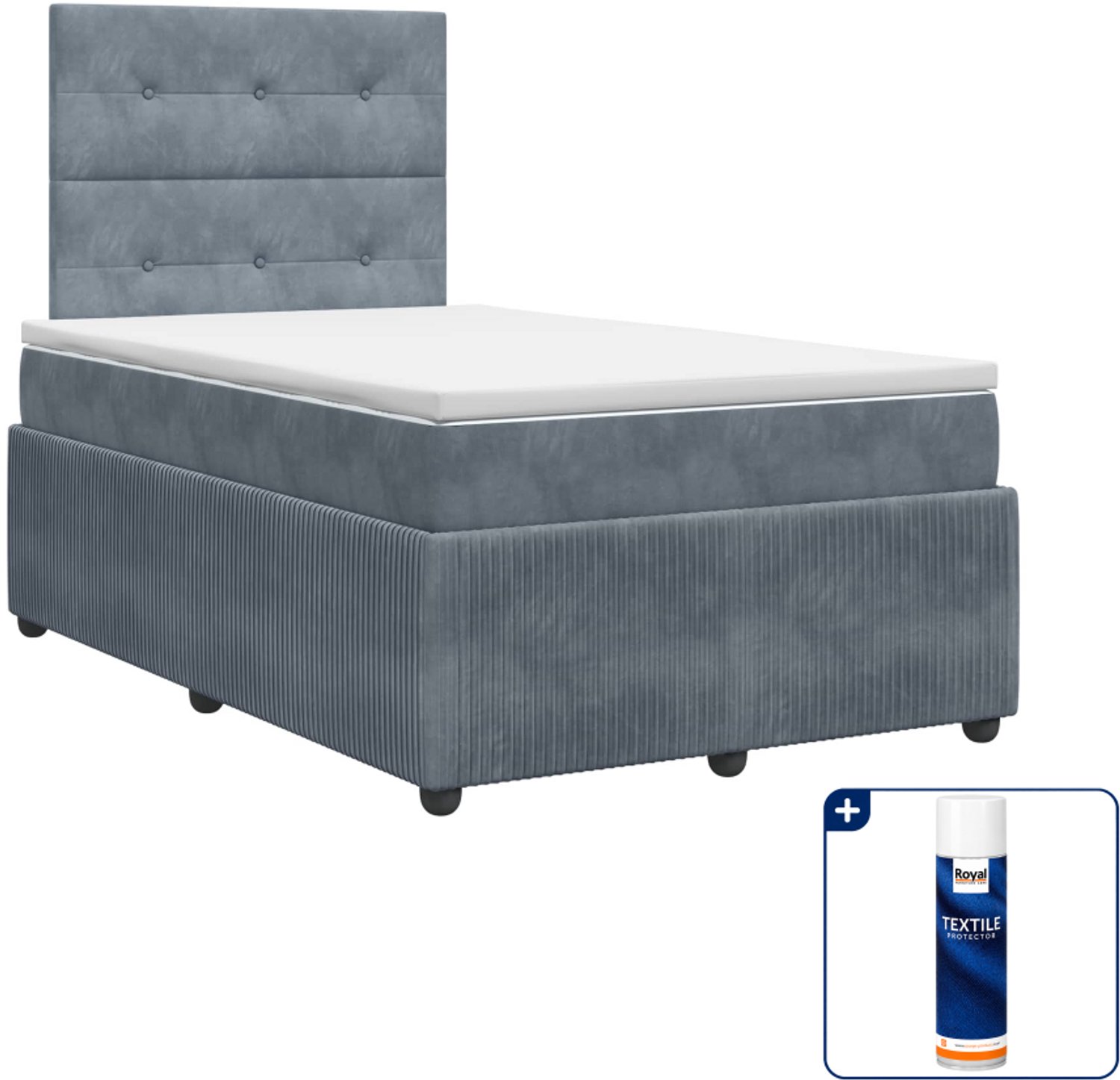vidaXL boxspringbed met matras - 120 x 200 cm - donkergrijs - Inclusief textielbeschermer 500 ml Donker Grijn