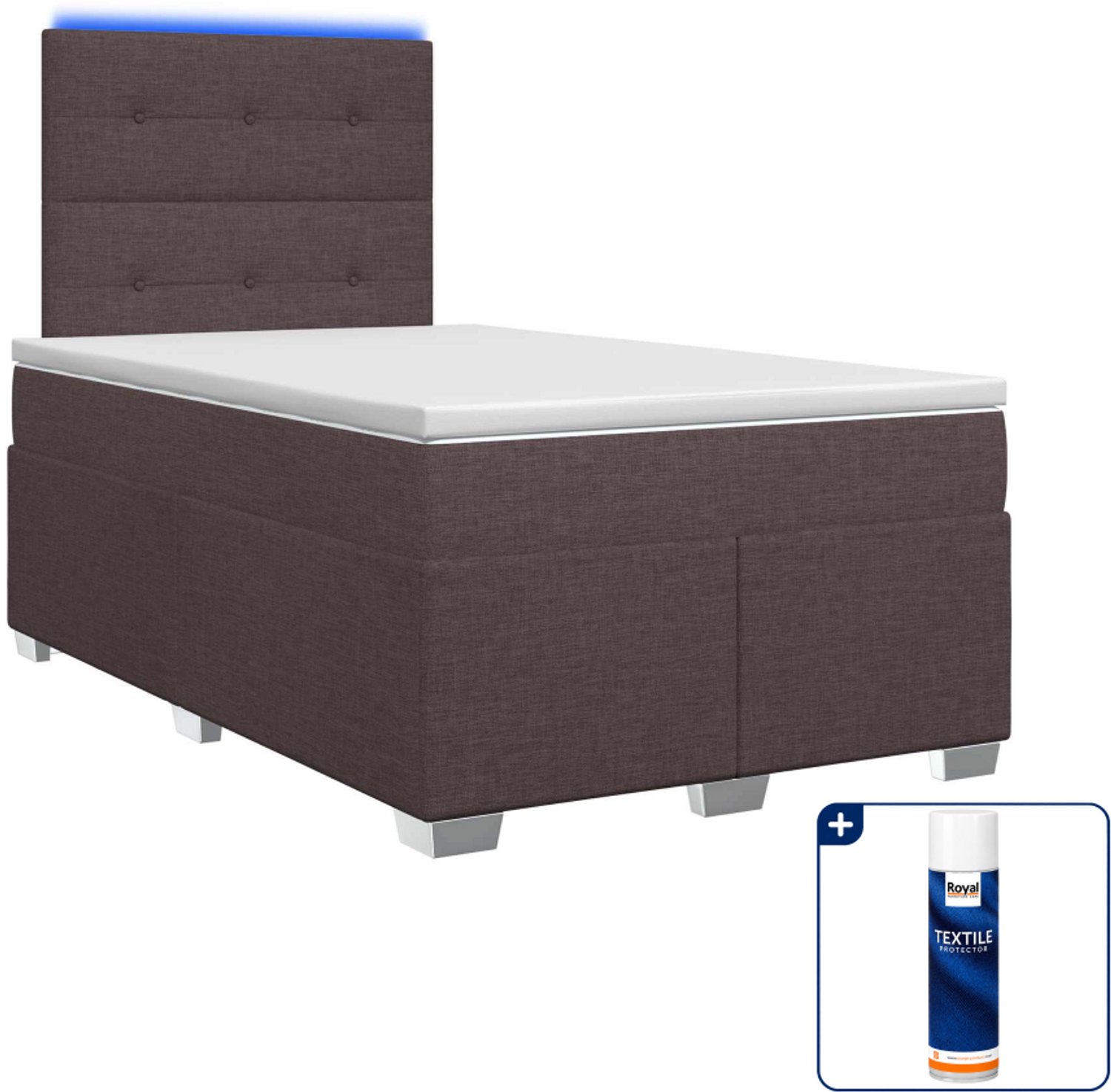 vidaXL boxspringbed met matras 120 x 190 cm - donkerbruin - Inclusief textielbeschermer 500 ml