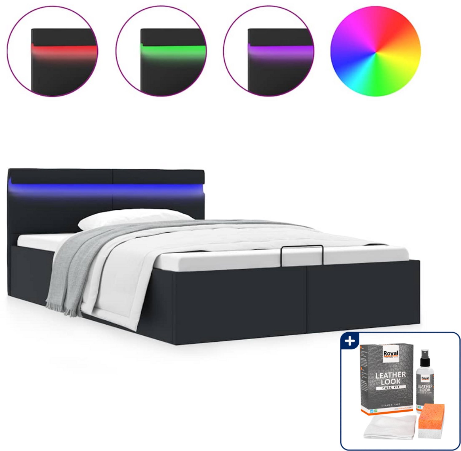 vidaXL Bedframe - 120 x 200 cm - kunstleer - zwart - Inclusief onderhoudsset voor kunstleer 150 ml Bruin