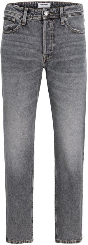 Grijze relaxed fit jeans met knoopsluiting en riemlussen, Jack & Jones merk.