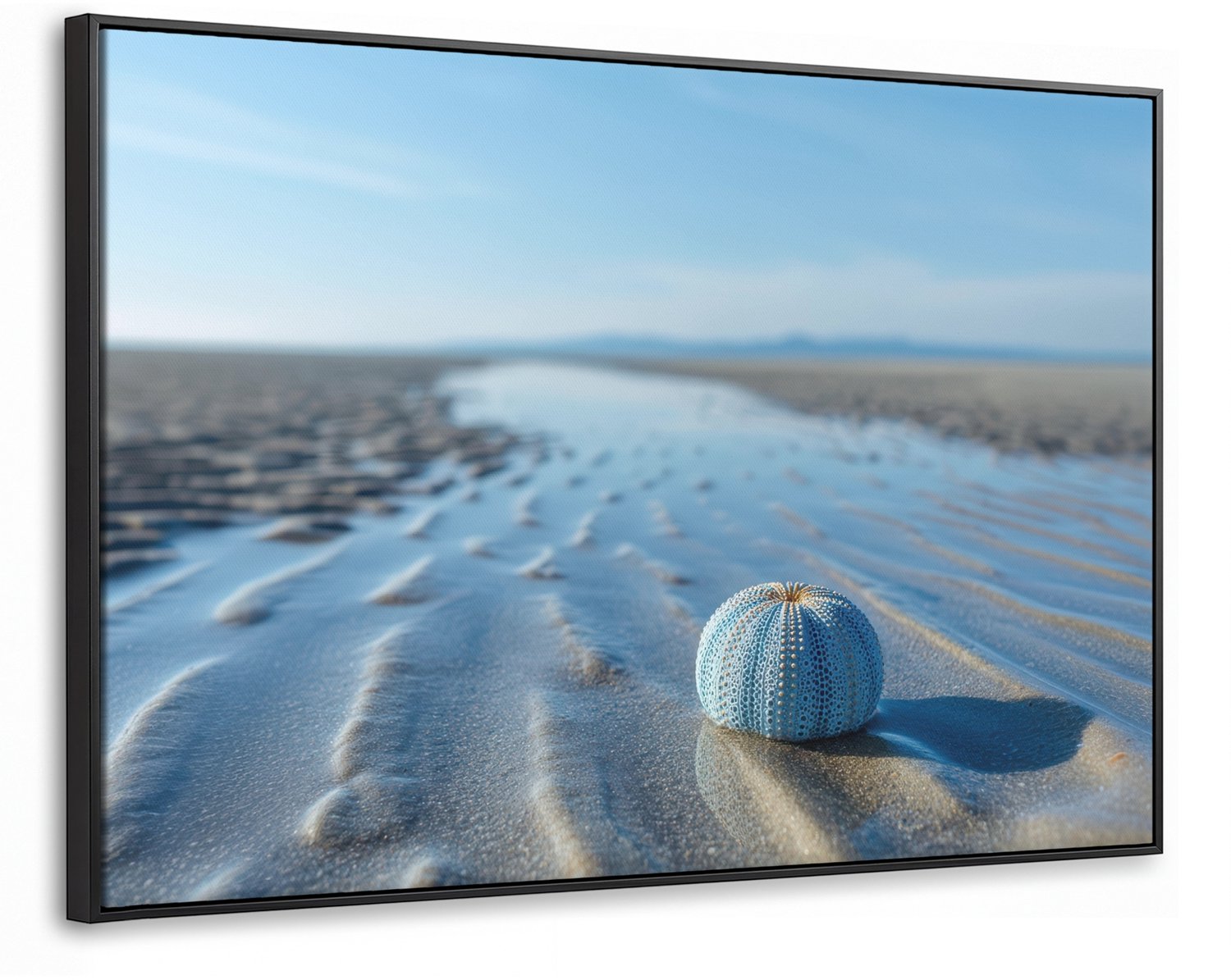 Canvas Schilderij met Baklijst XXL Canvas Schilderij met Baklijst 120x80cm - Strand - Schild - Water - Blauw - Muurdecoratie woonkamer - Slaapkamer decoratie - Kamer accessoires - Schilderijen op canvas met lijst groot